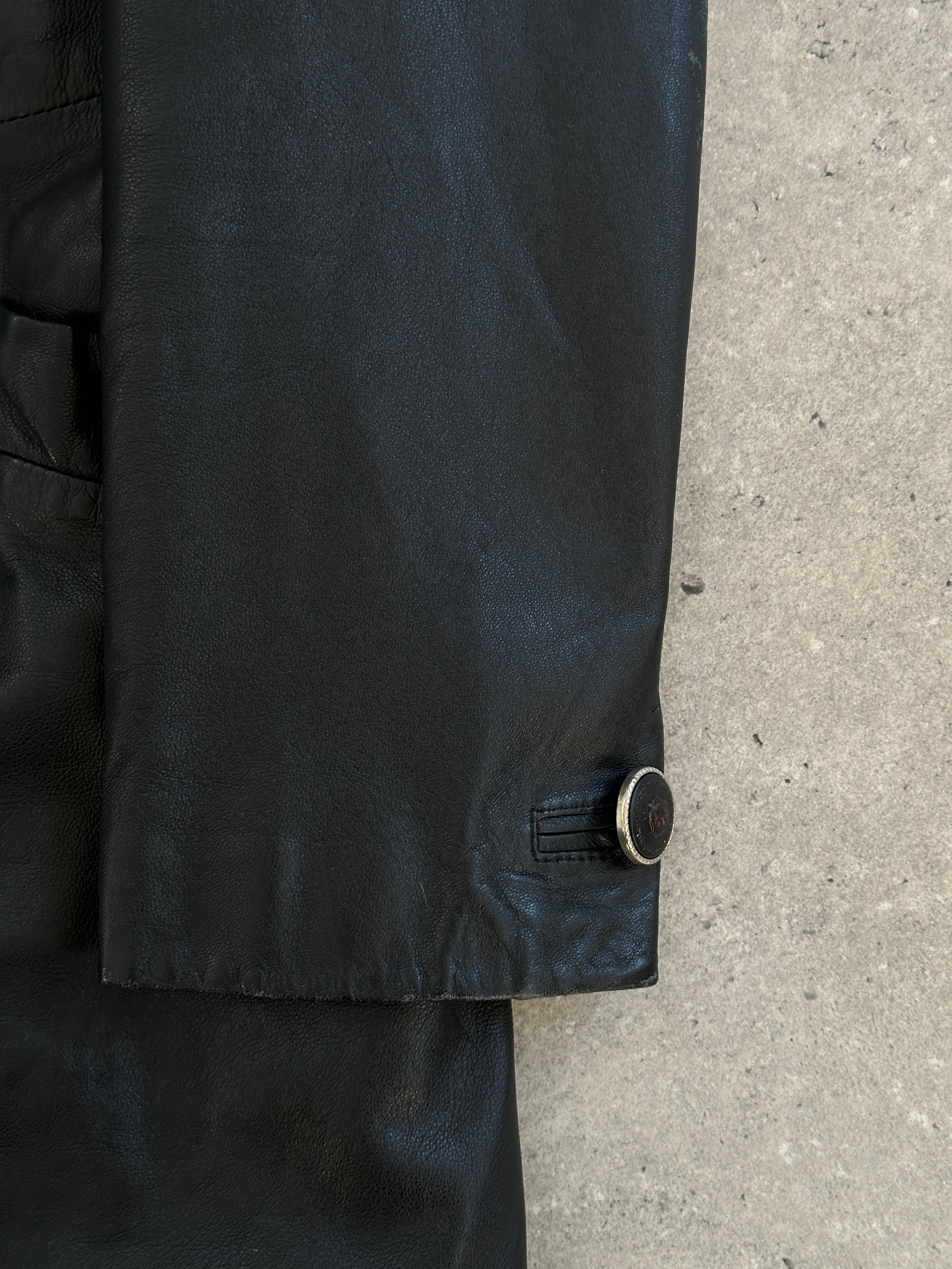 Gianni Versace Versus 1990s Bespoke Lion Head Leather Trench Coat - S - SYLK