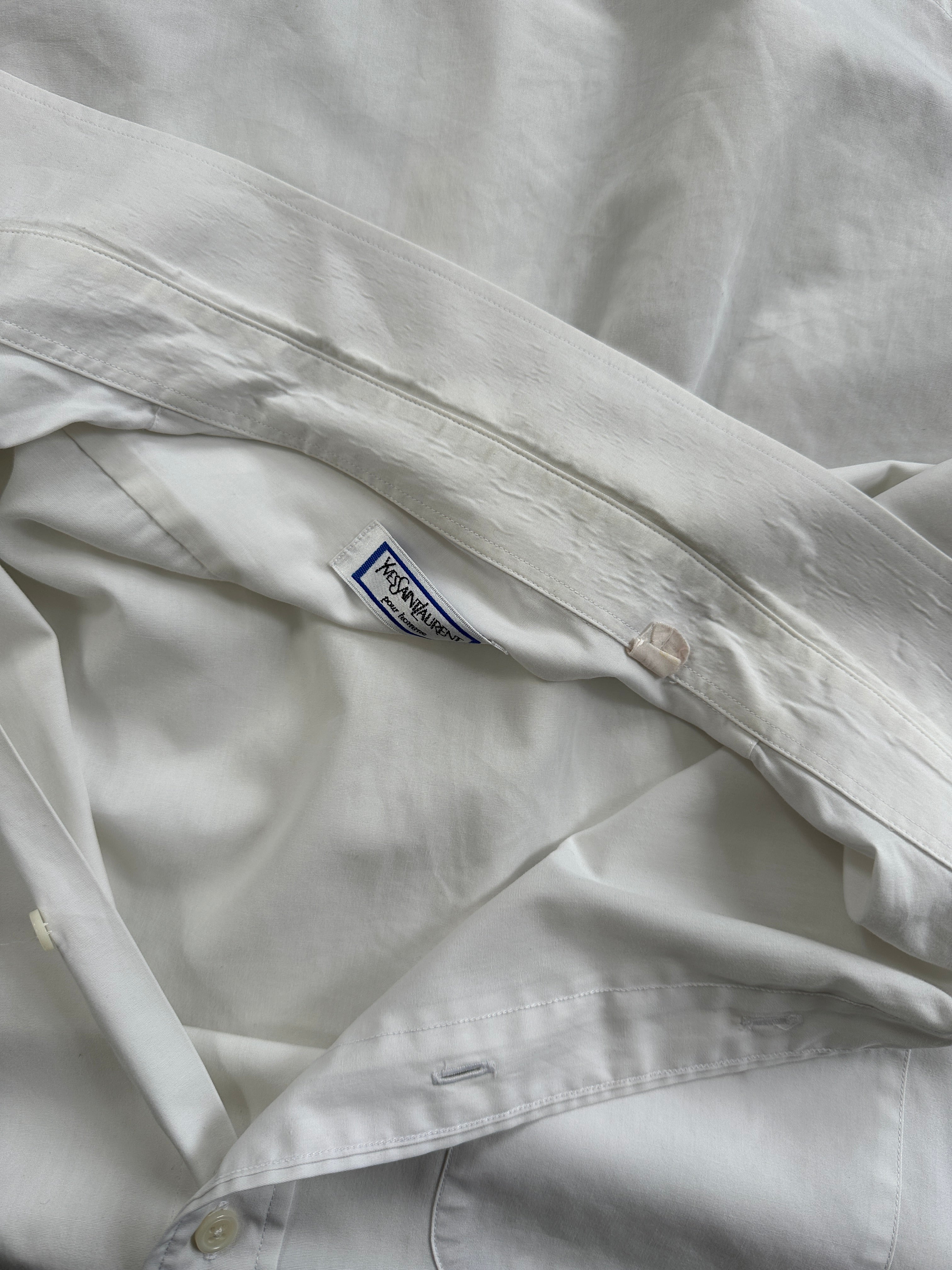 Yves Saint Laurent Pour Homme cotton logo shirt in size L, featuring a classic design with visible logo detail and soft cotton fabric.