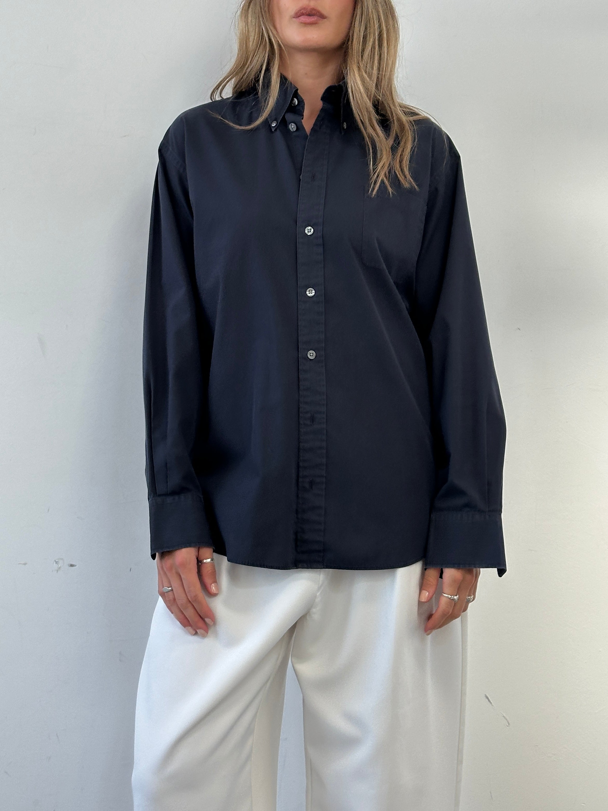 Yves Saint Laurent Pour Homme cotton logo shirt in size M, featuring a classic design with the YSL logo on the front.