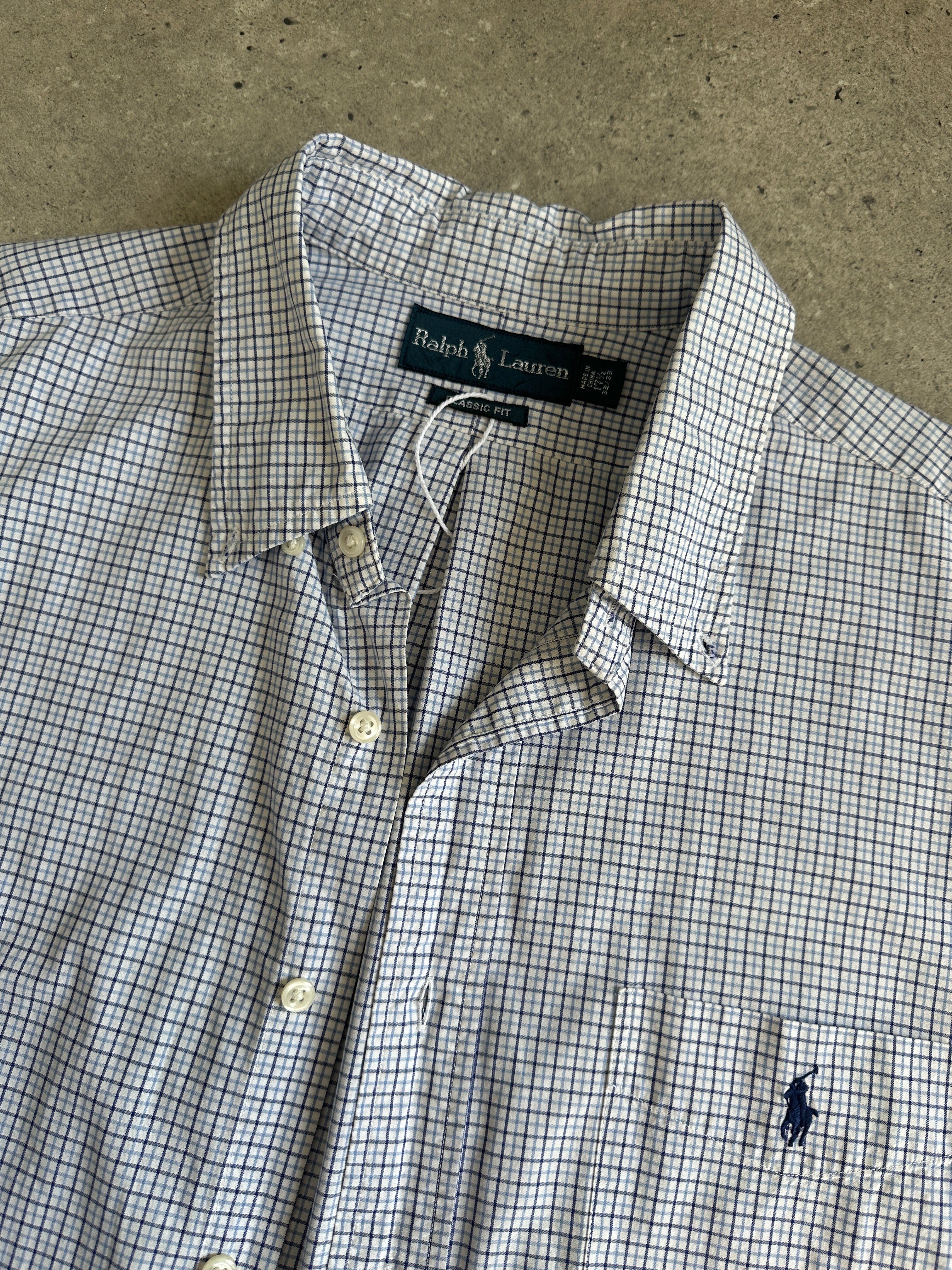 Ralph Lauren check pure cotton logo shirt in XL, featuring a classic plaid pattern and button-down collar.