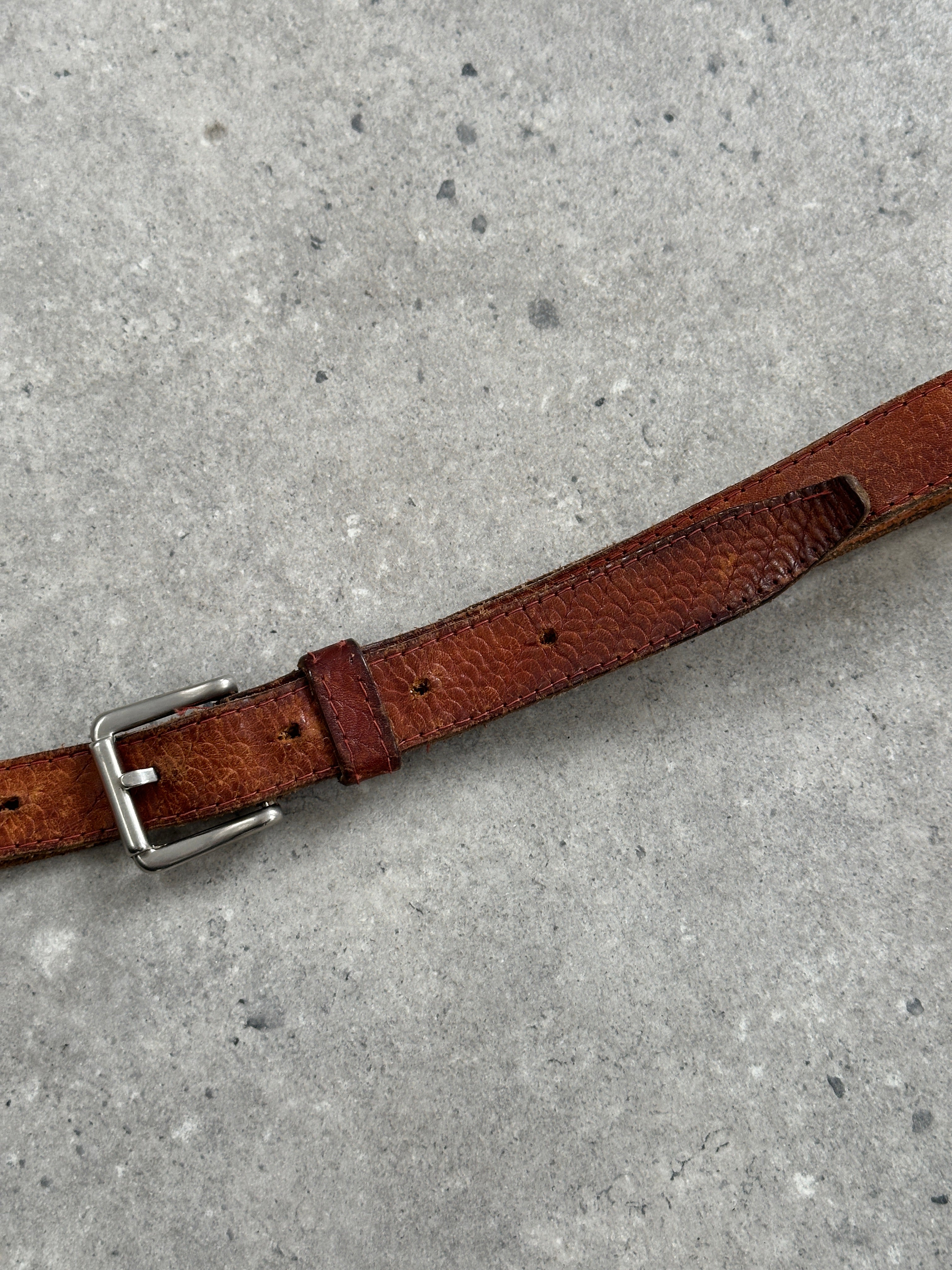 French Vintage 1990s Slim Leather Belt - W29-35