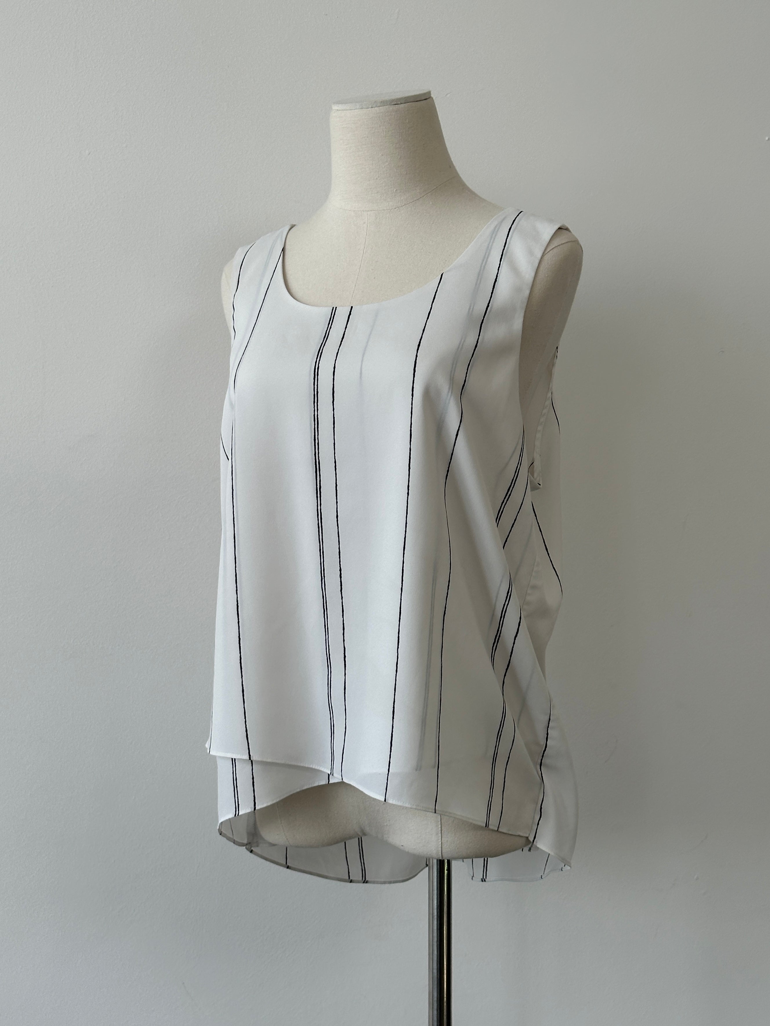 Calvin Klein Striped Layered Sleeveless Top - L