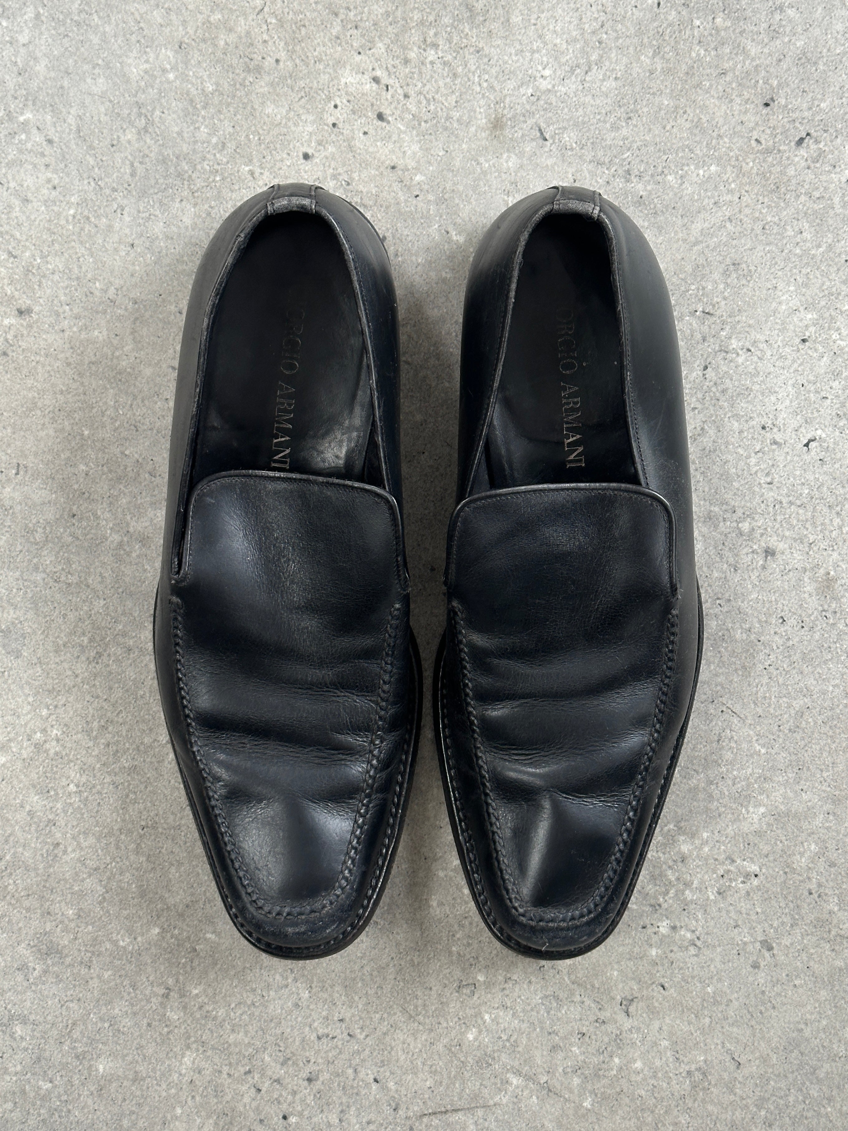 Giorgio Armani 1990s Leather Apron Toe Loafers - UK 7