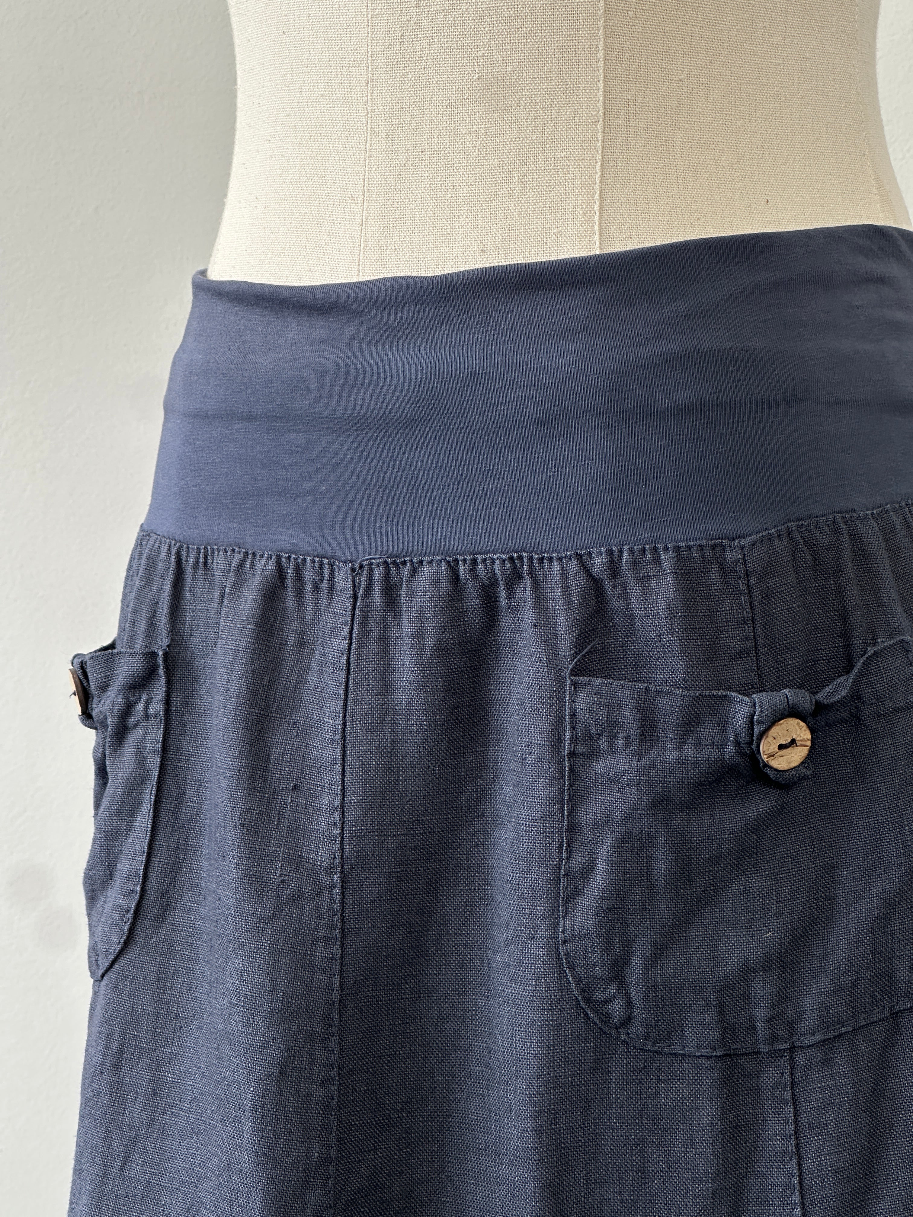 Vintage 1990s Pure Linen Midi Skirt - W30