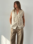 Max Mara Pure Silk Double Breasted Waistcoat - XL - SYLK