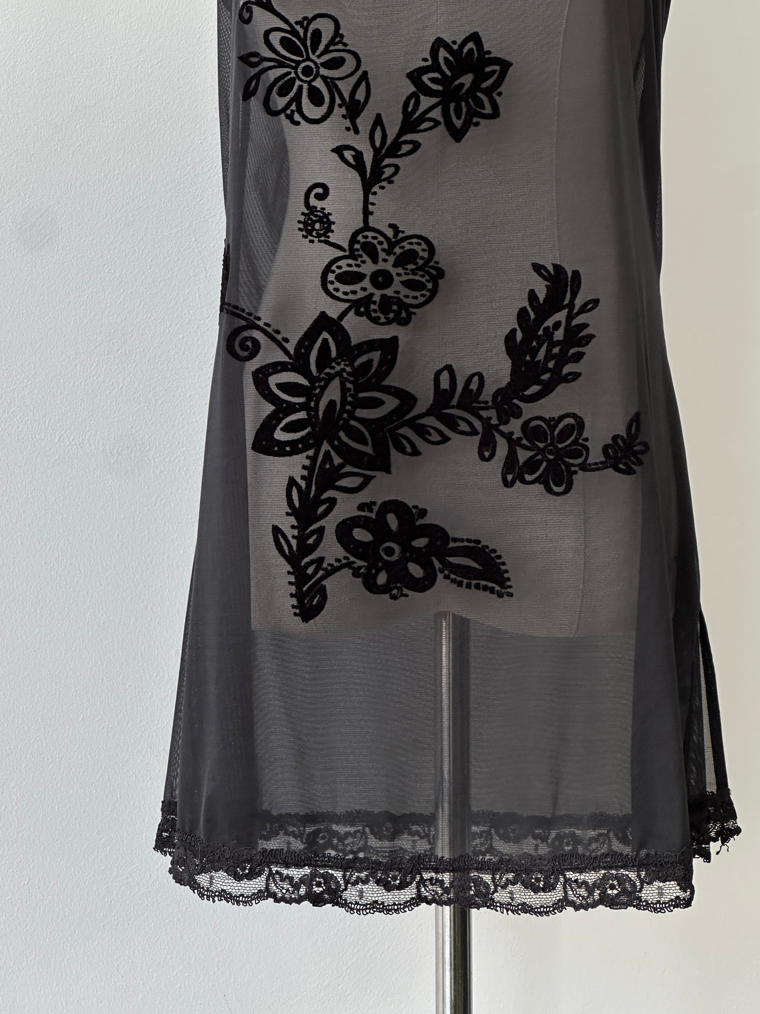 Victoria's Secret 1990s Sheer Floral Sleeveless Mini Dress - M