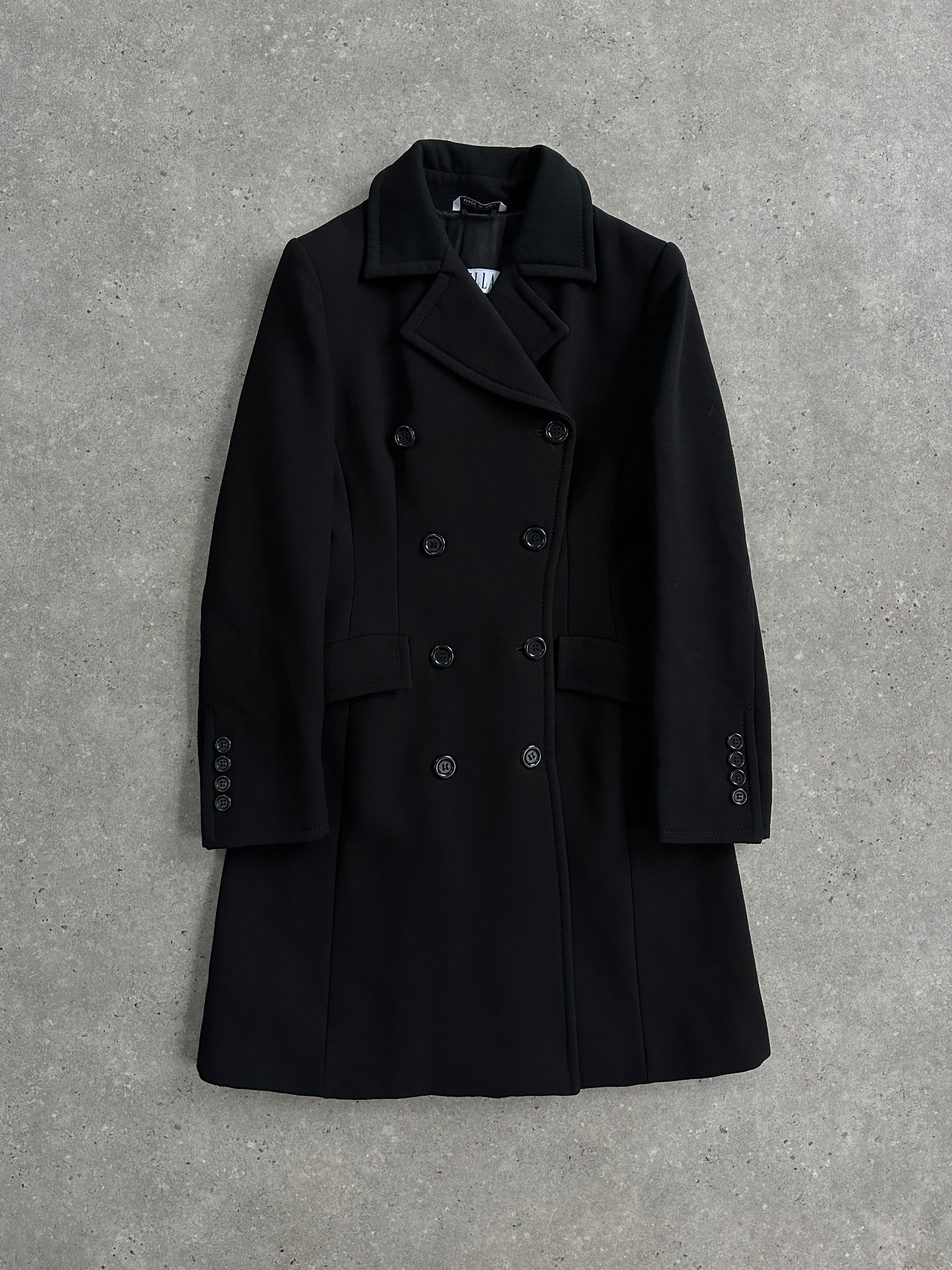 Marella 2000s pure wool double-breasted tailored coat in size S, featuring a classic design and structured fit.