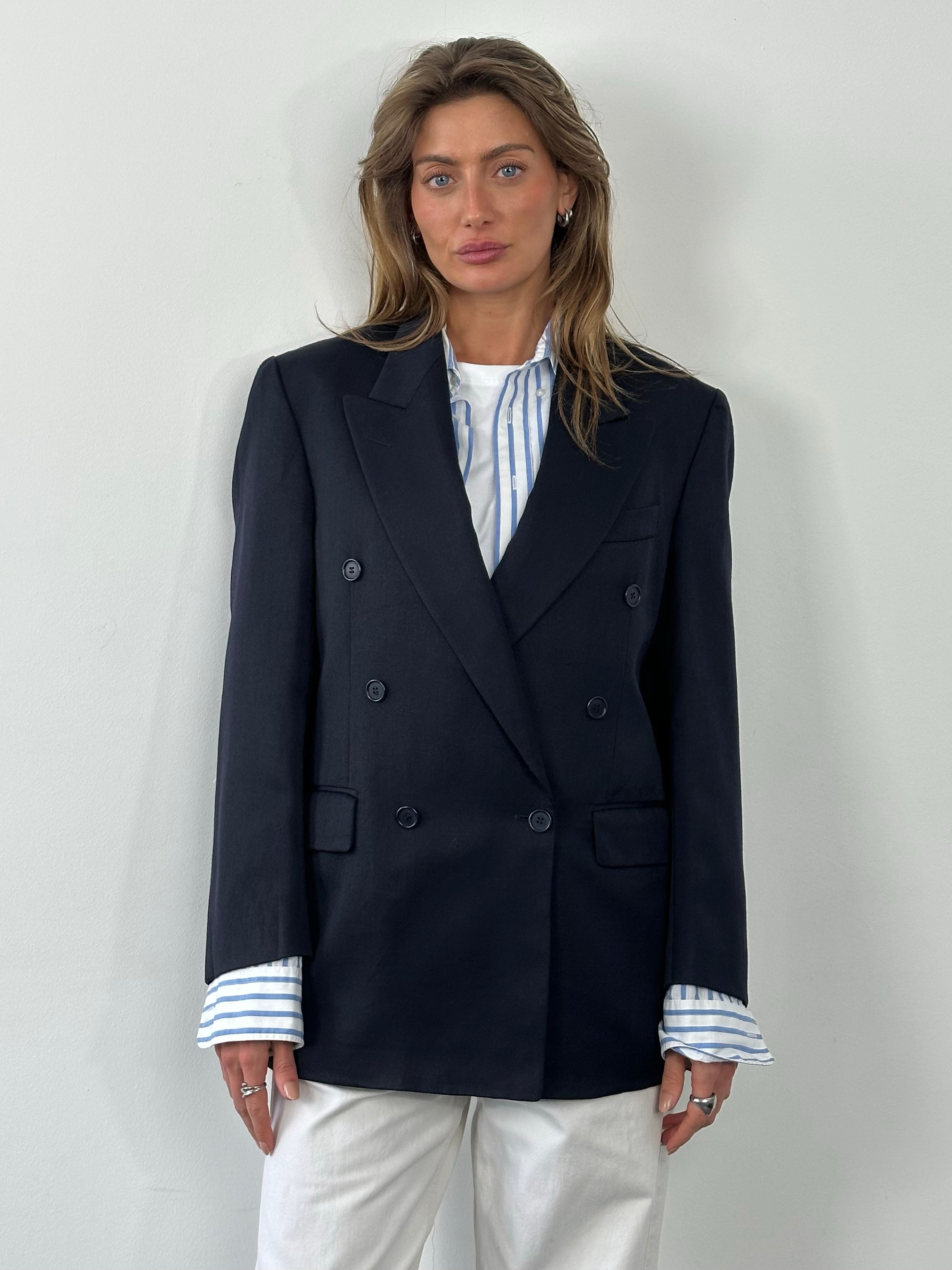 Yves Saint Laurent Pour Homme 1980s Pure Wool Double Breasted Blazer - 38S/M/L