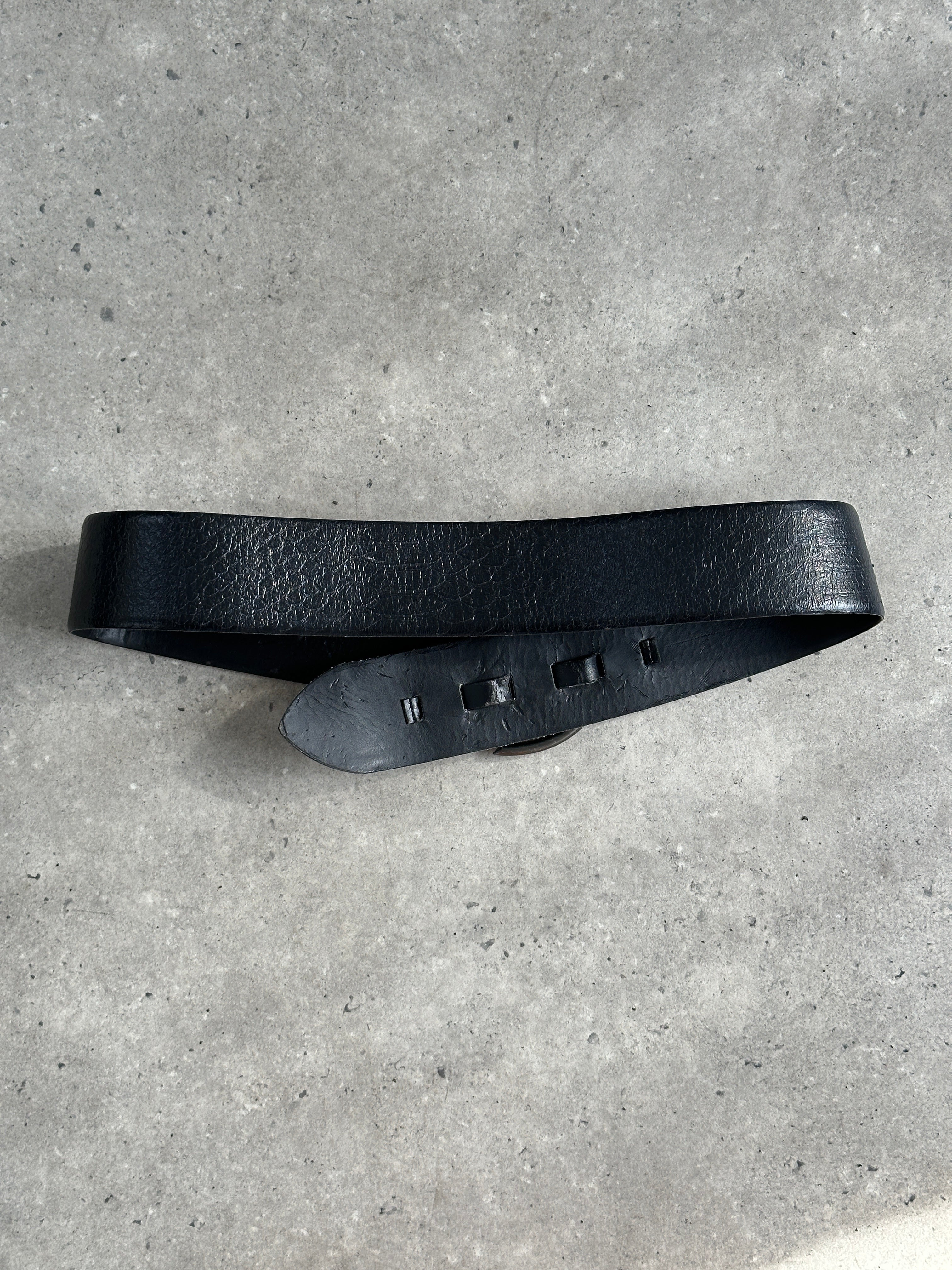 Vintage 1990s Leather Chunky D Ring Belt - W35-38