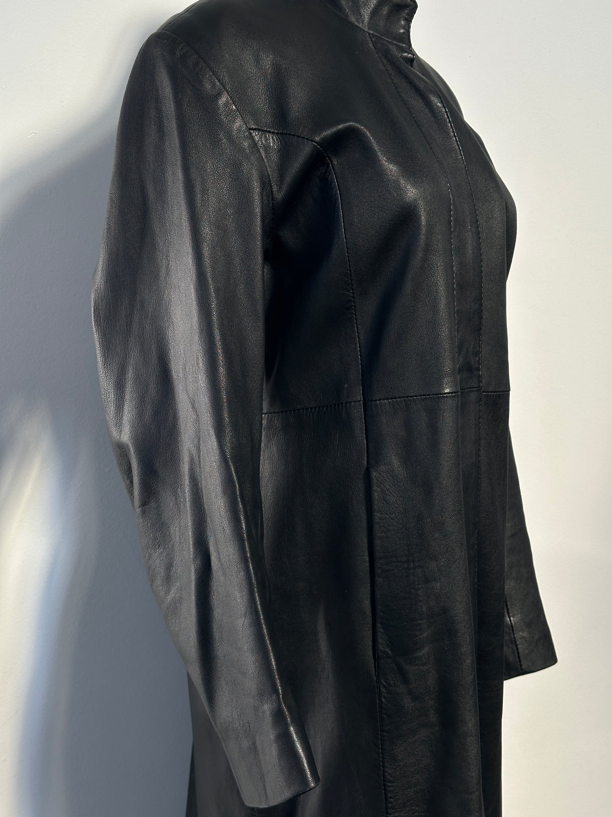 Vintage 1990s Floor Length Leather Trench Coat - S