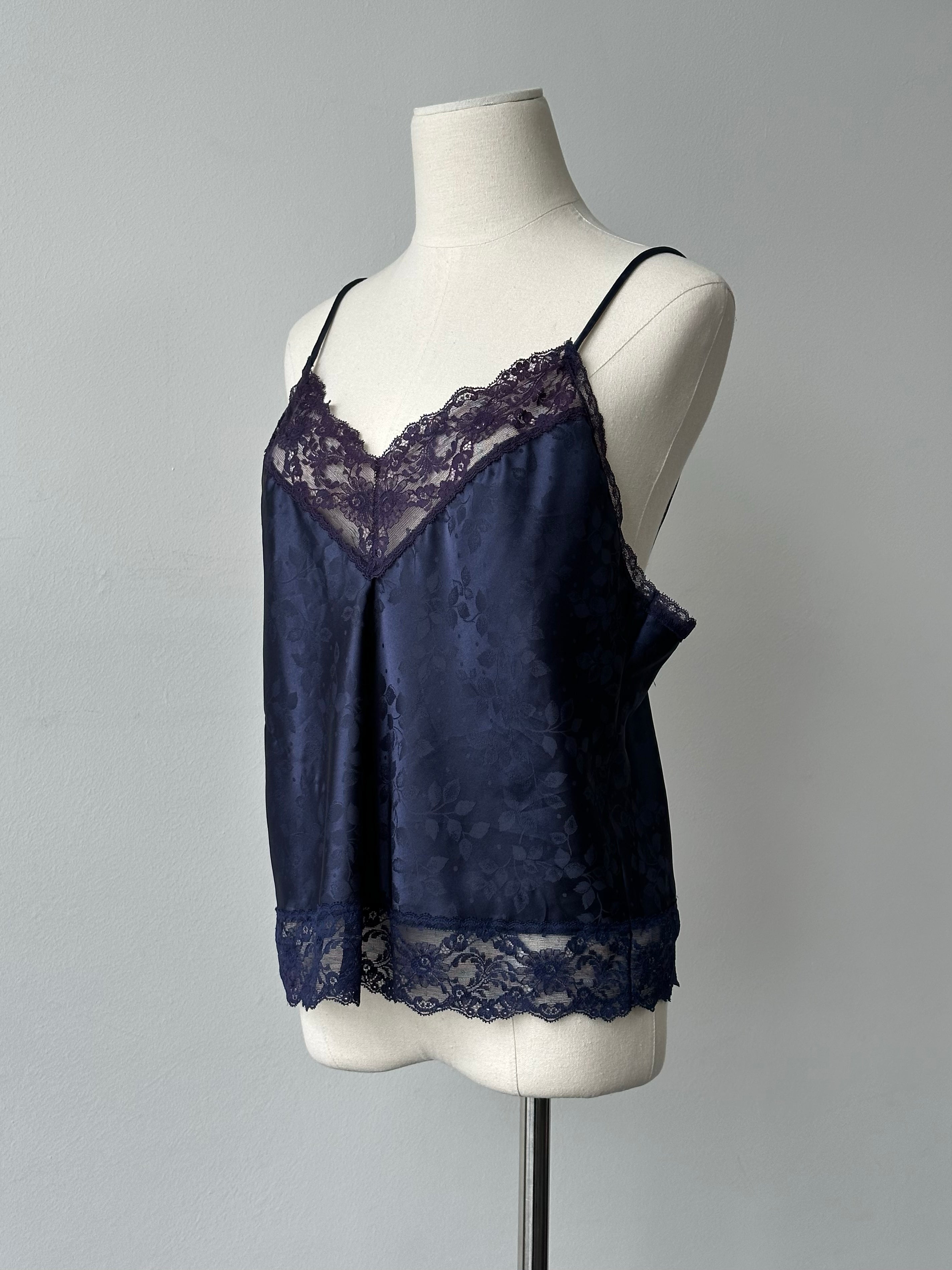 Christian Dior 1990s Satin Lace Cami Top - M