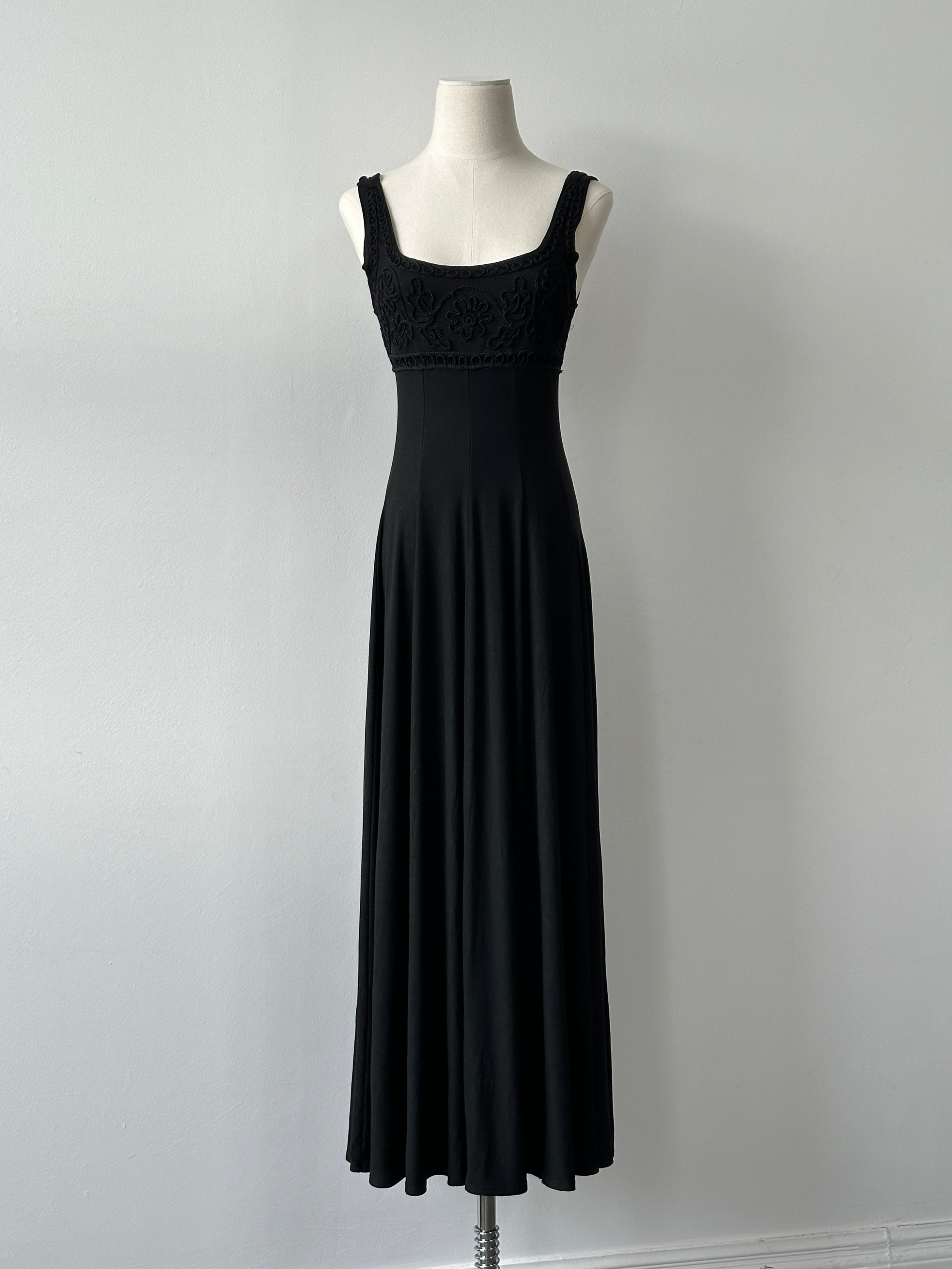 Vintage 1990s Corset Back Floor Length Dress - S-M