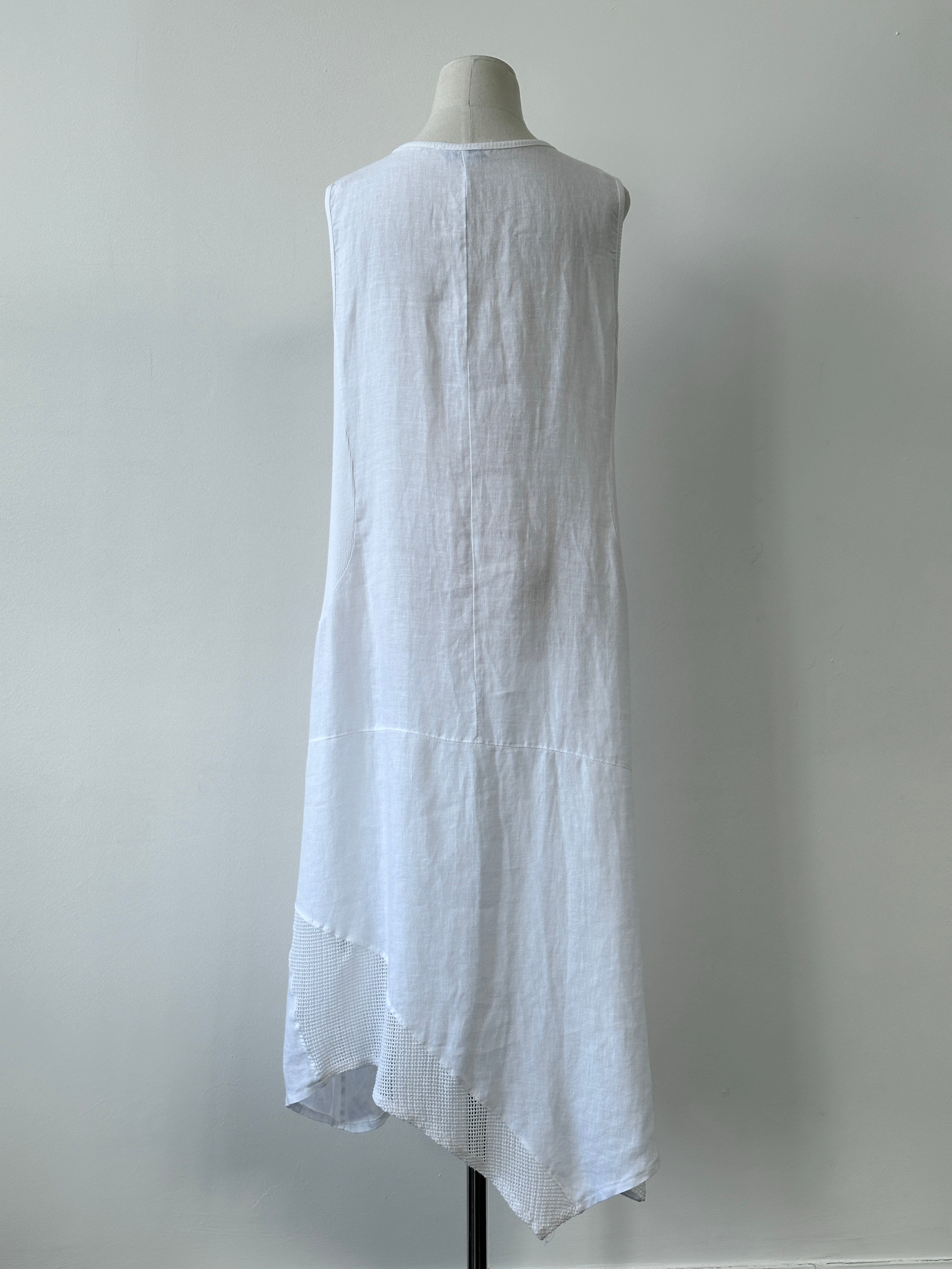 Vintage 2000s Pure Linen Asymmetric Sleeveless Maxi Dress - XL