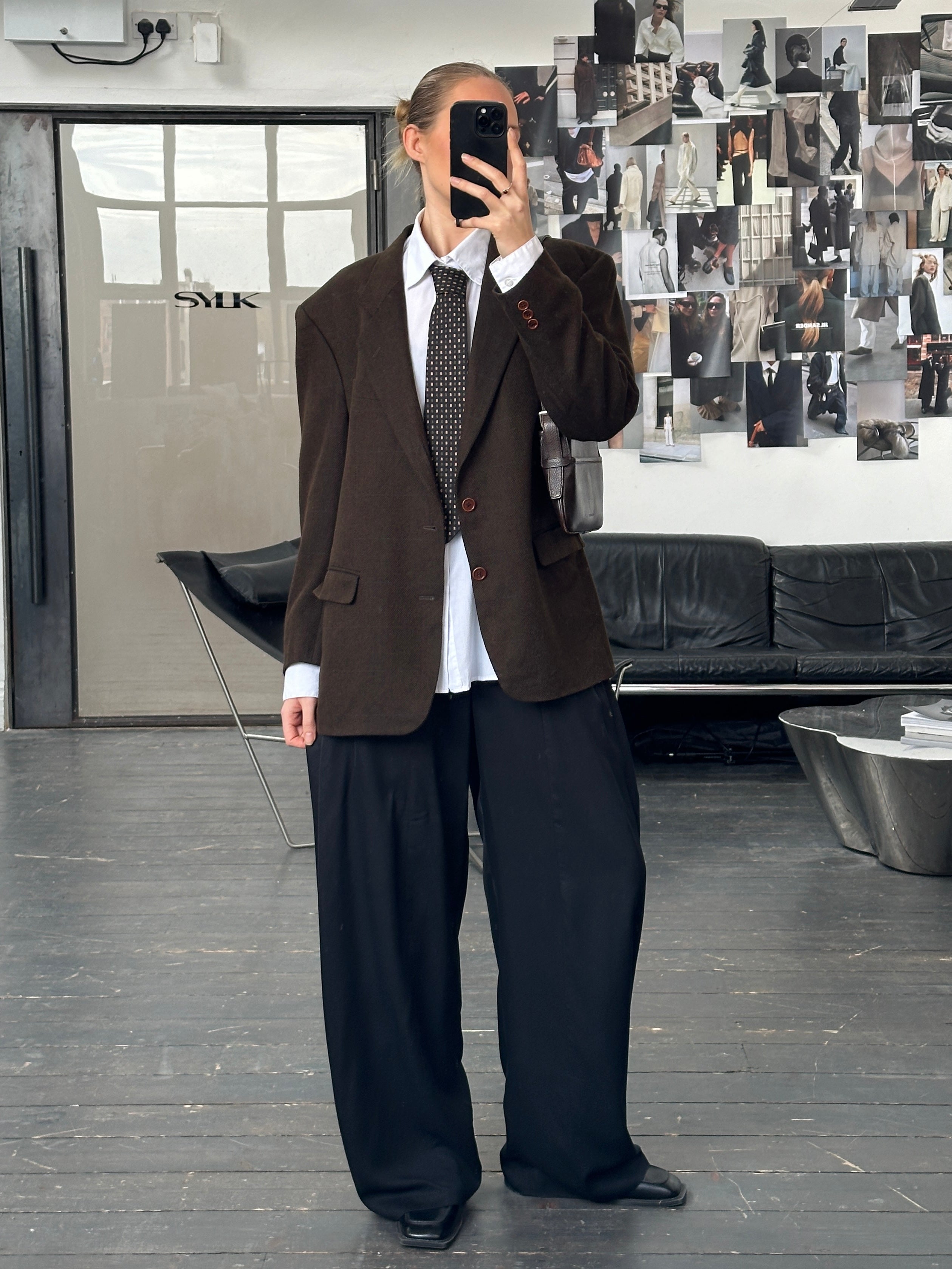Hugo Boss x Loro Piana 1990s pure cashmere check blazer, 42R/XL, featuring classic pattern and tailored fit.
