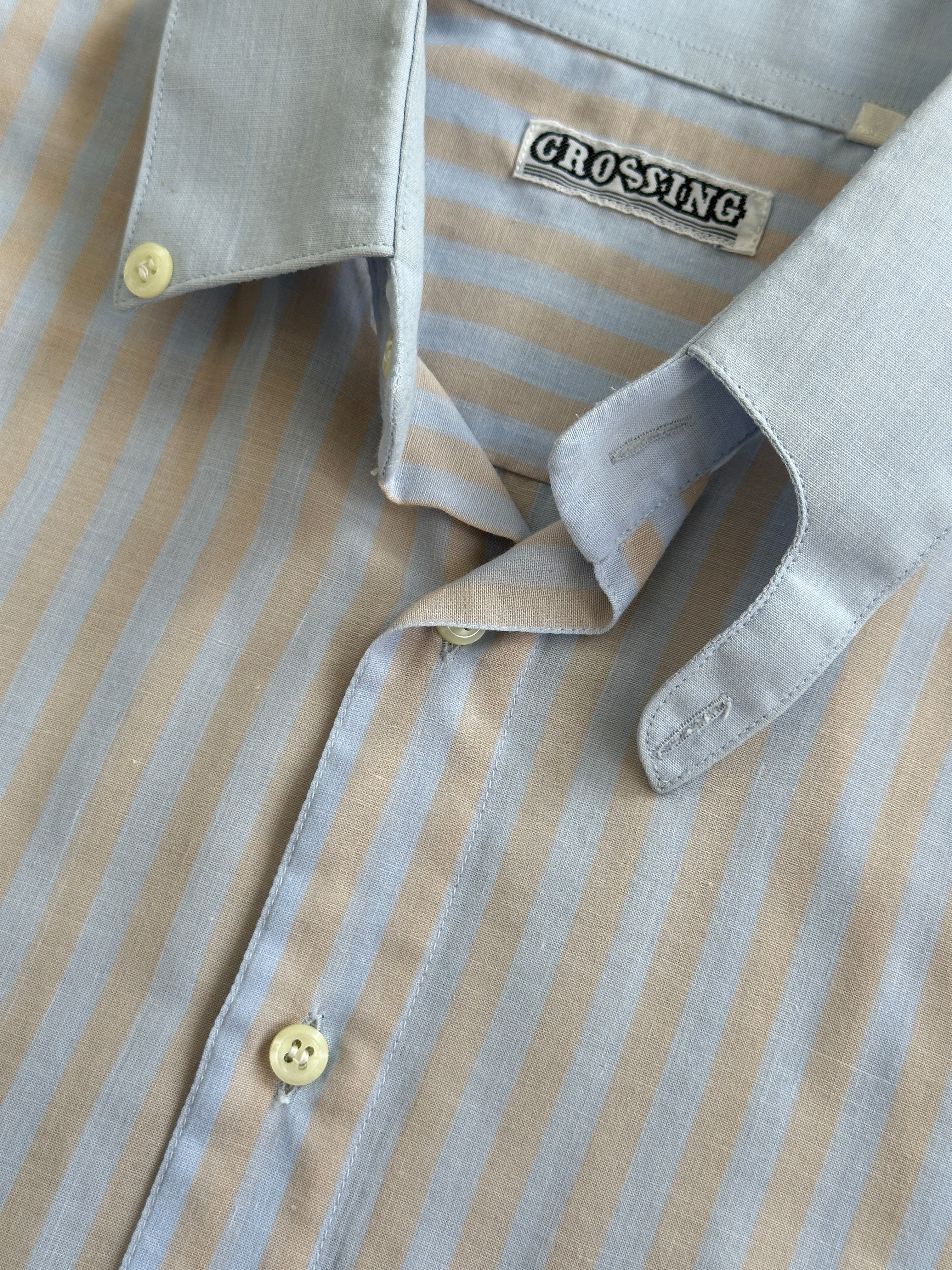 Vintage brand vintage stripe cotton shirt, men's size M, featuring a classic striped pattern and button-down front.