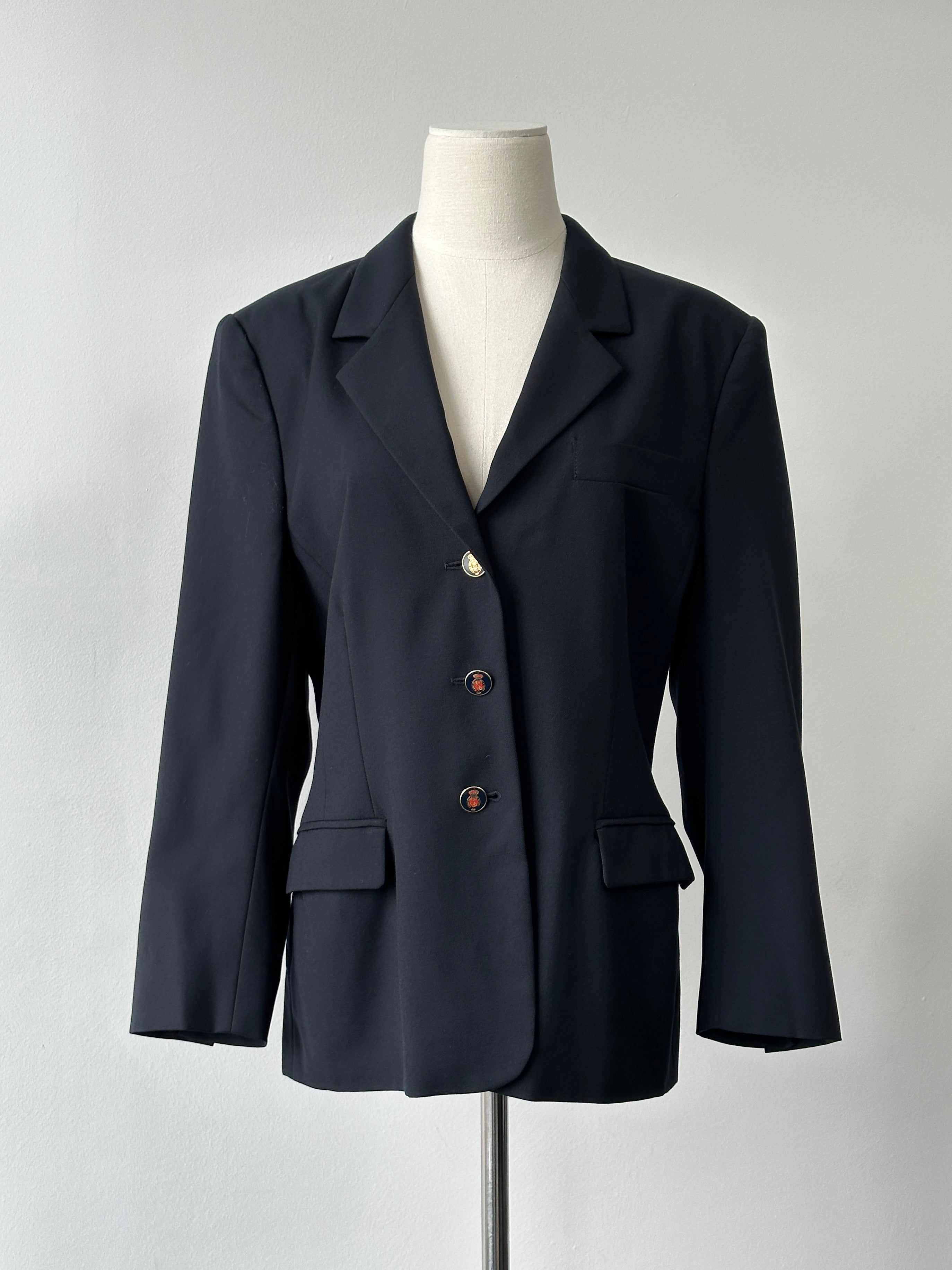 Max Mara Weekend 1990s virgin wool bespoke button jacket, tailored fit, in size S, featuring classic collar and button closure.