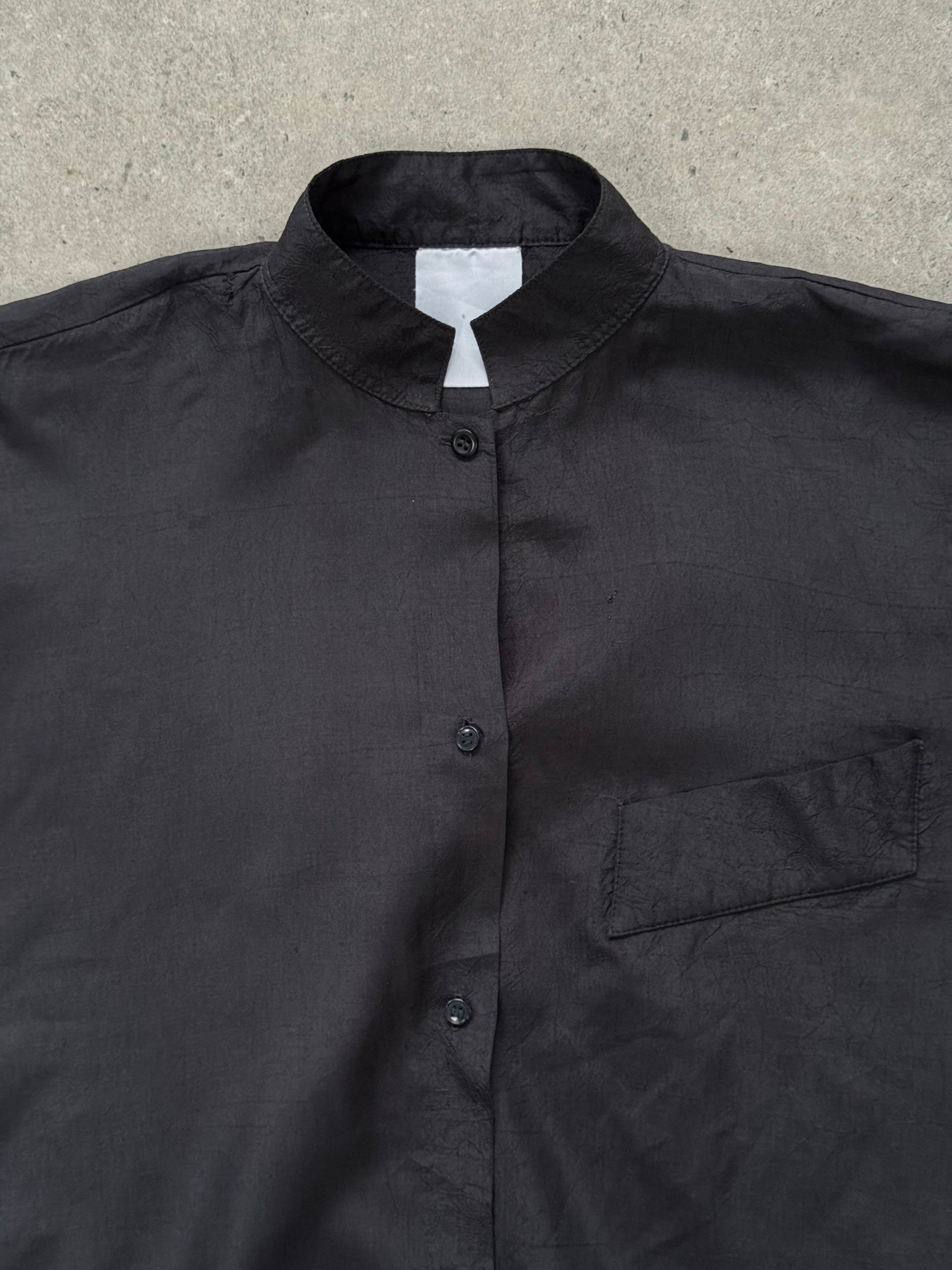 Vintage 1990s Mandarin collar minimal shirt in size S, featuring a classic design and clean lines.