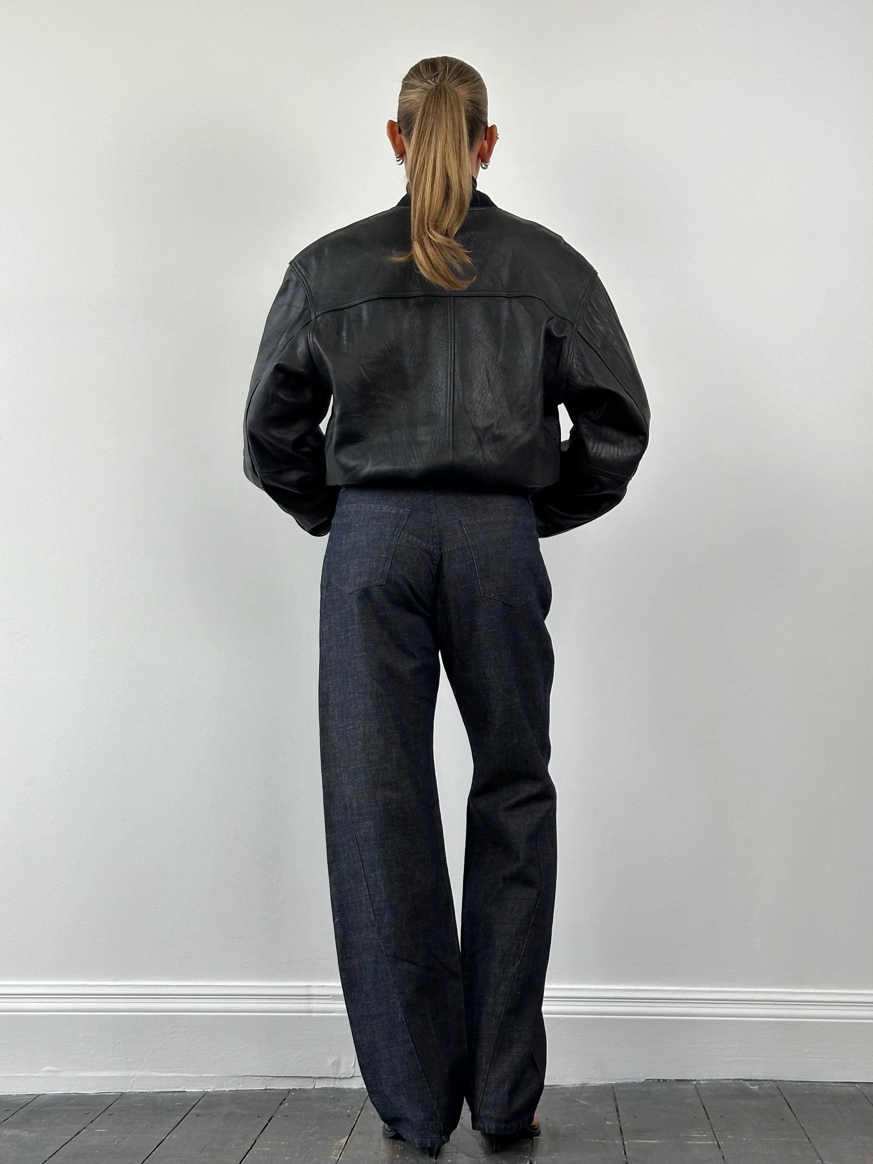 Richmond Italian high waisted wide leg denim jeans in W31, displayed on a hanger with a light wash finish.