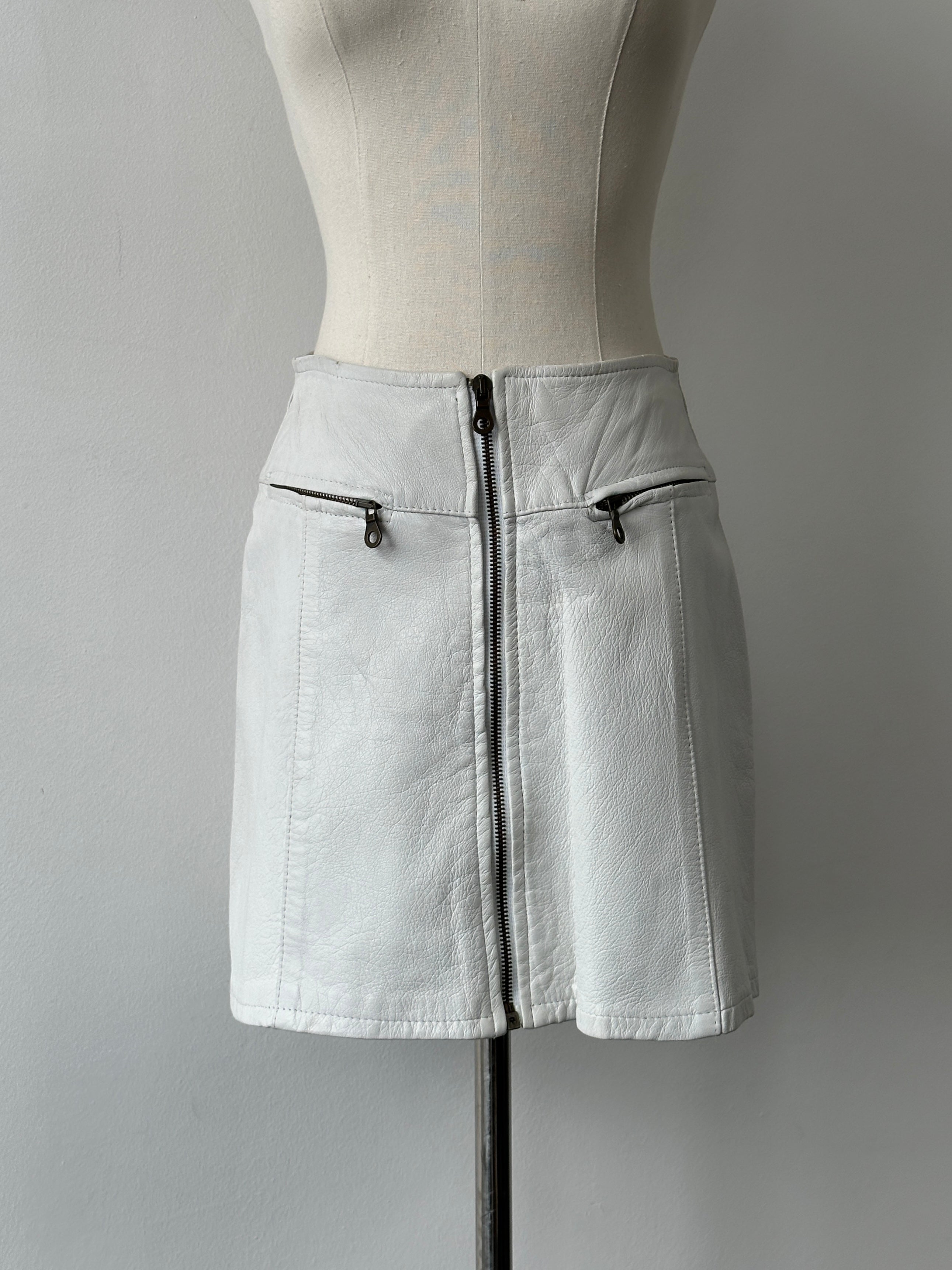 Italian Vintage 1990s Leather Mini Skirt - W26