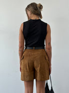 Italian Vintage High Waisted Suede Leather Shorts - W27 - SYLK