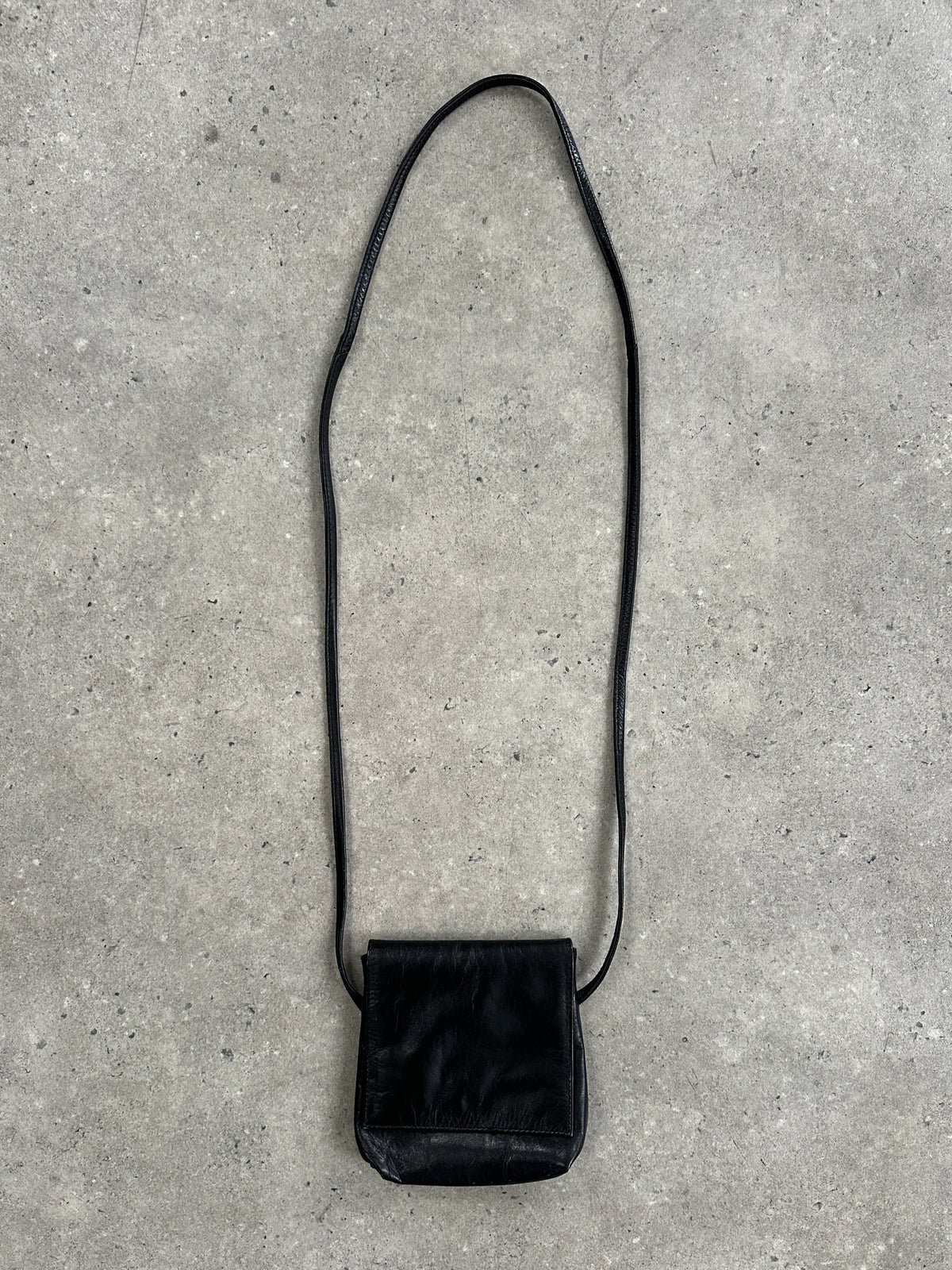 Vintage 1990s Leather Minimal Crossbody Bag Single Button Bag