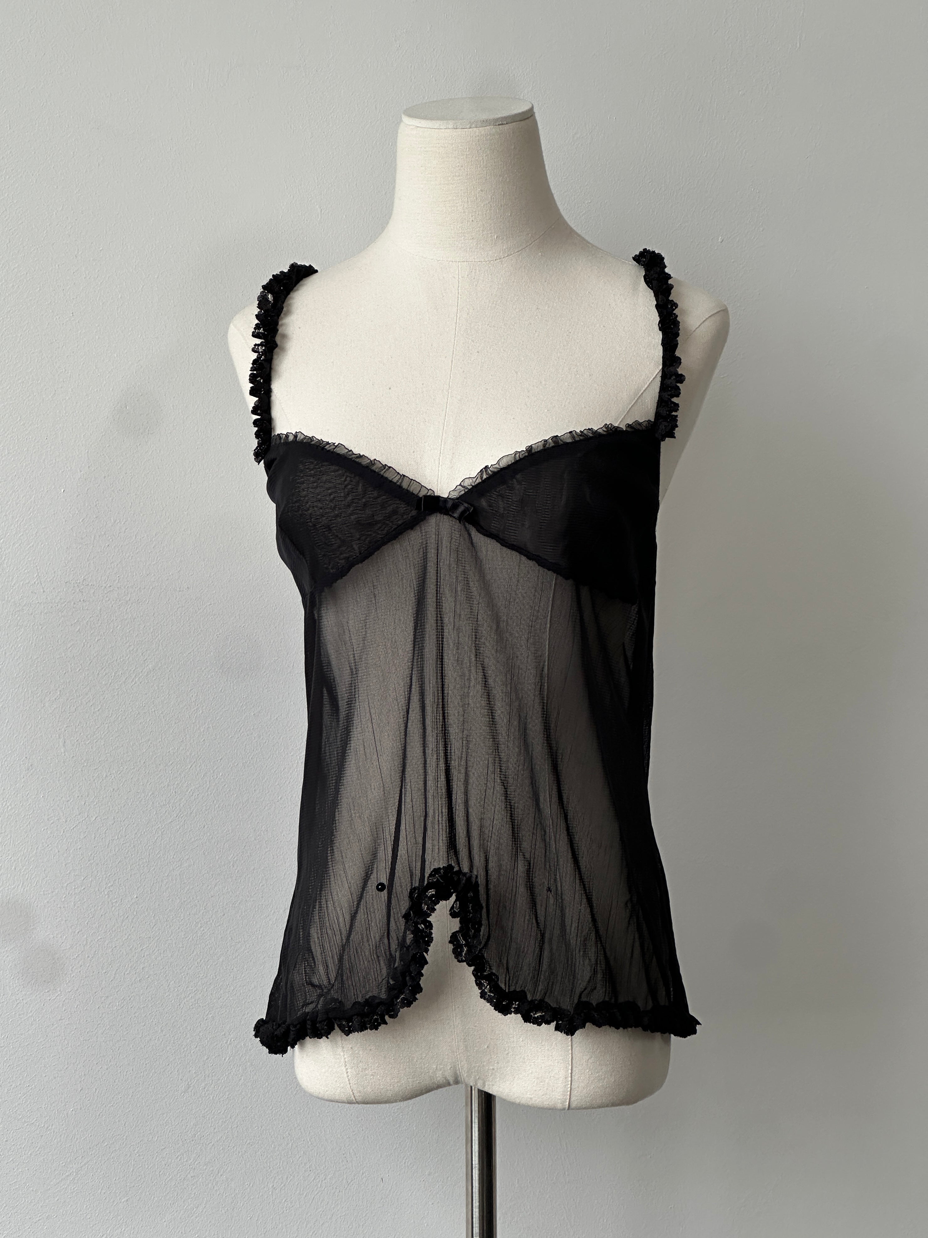 Vintage 2000s Sheer Sleeveless Lace Top - S-M