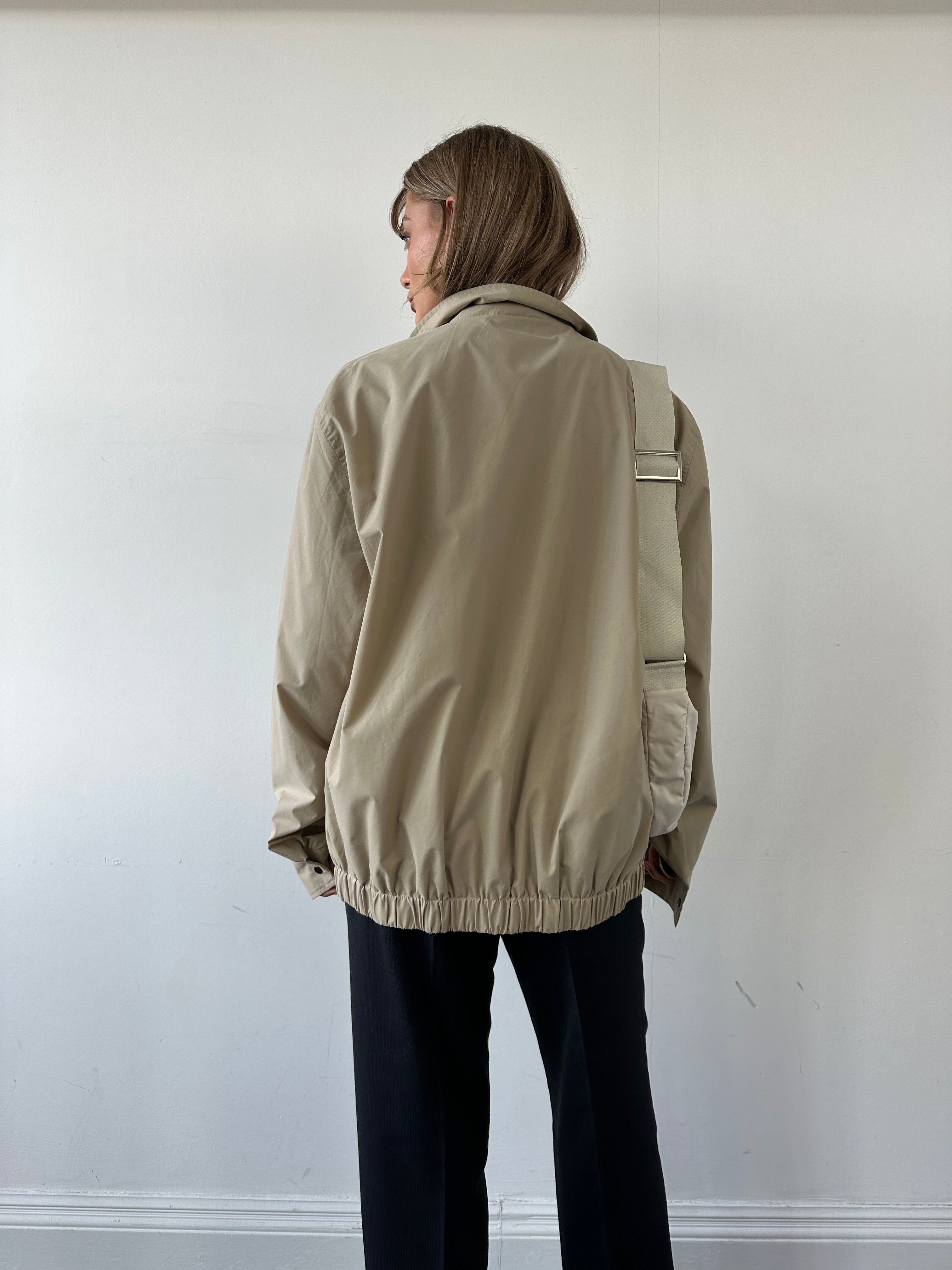 Yves Saint Laurent Harrington Logo Jacket in XL, black jacket with YSL logo branding, front zipper, and classic design.
