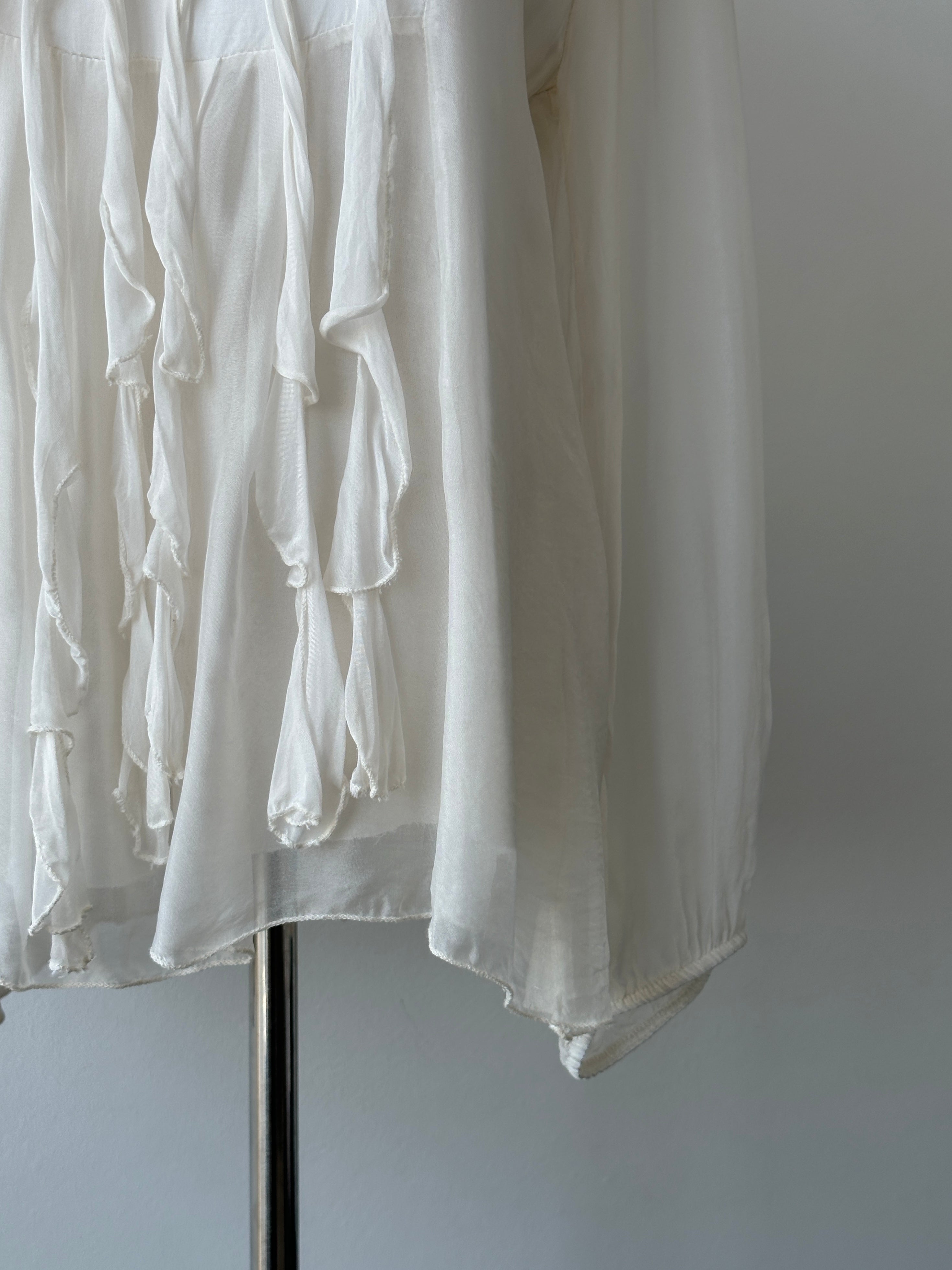 Italian Vintage 2000s Silk Ruffle Shirt - M