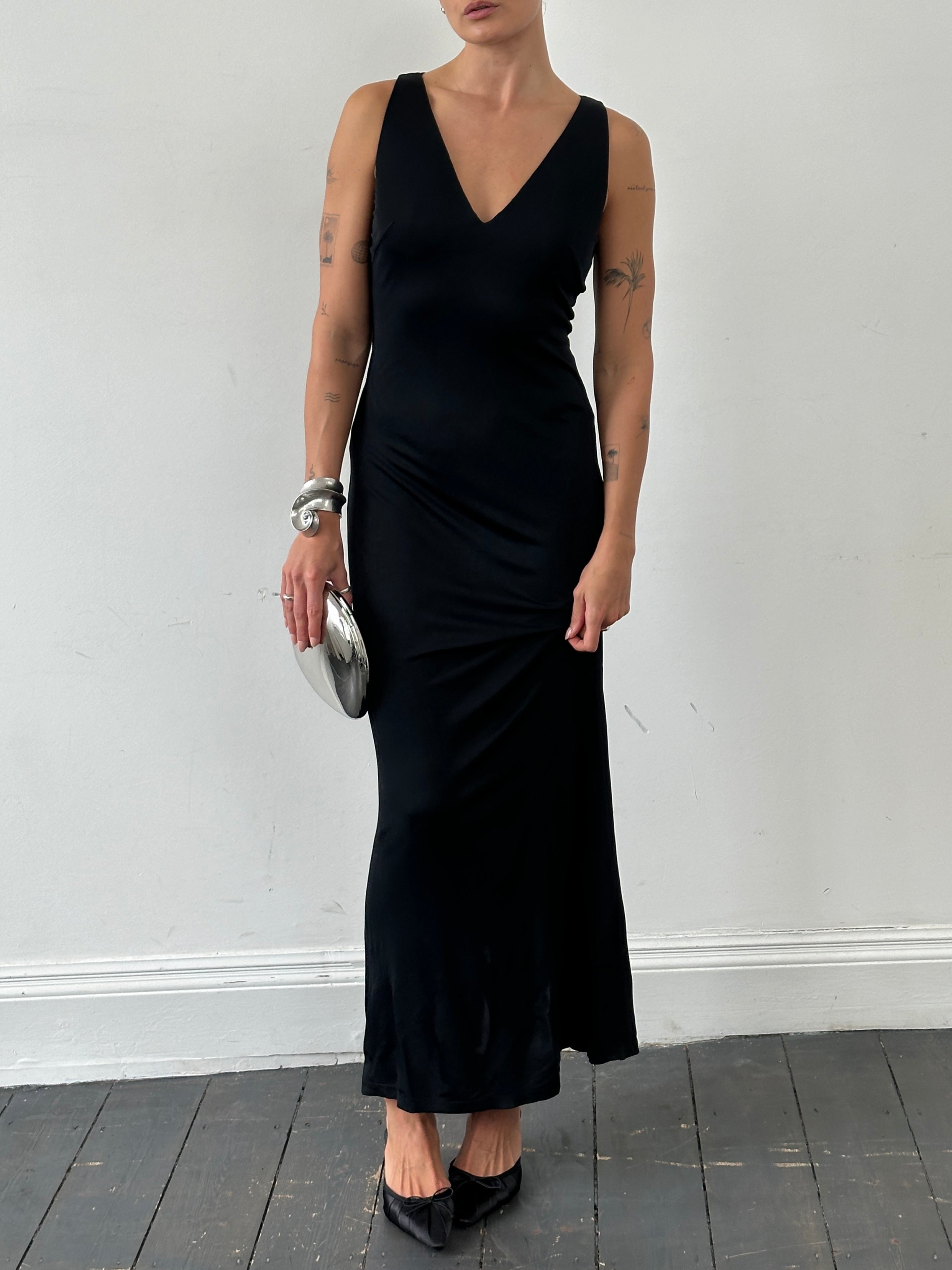 La Perla fitted floor-length maxi dress in elegant design, showcasing a flattering silhouette and luxurious fabric.