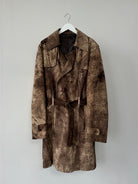 Italian Vintage Suede Leather Textured Belted Trench Coat - L/XL - SYLK