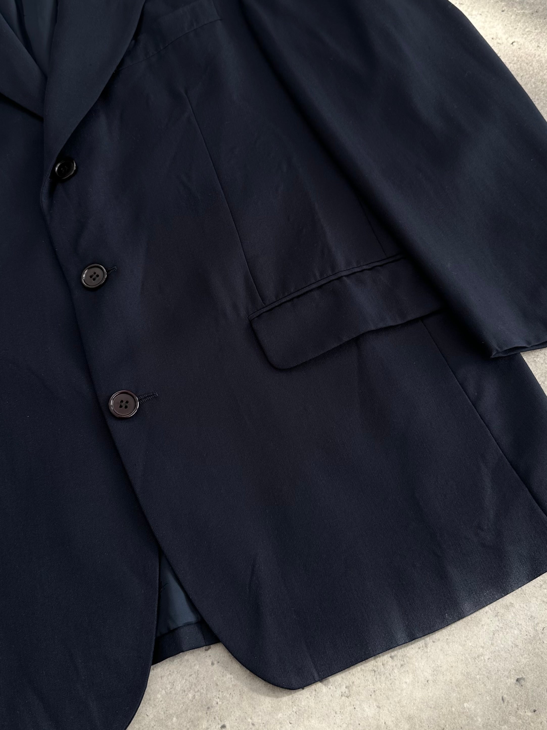 Yves Saint Laurent Pour Homme 1990s wool single-breasted blazer in size L/XL, classic tailored design in dark fabric