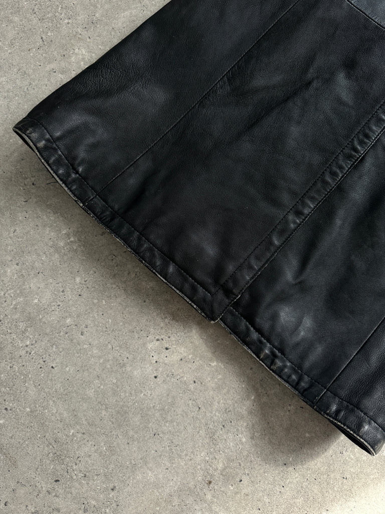 Vintage Floor Length Leather Belted Trench Coat - S - SYLK