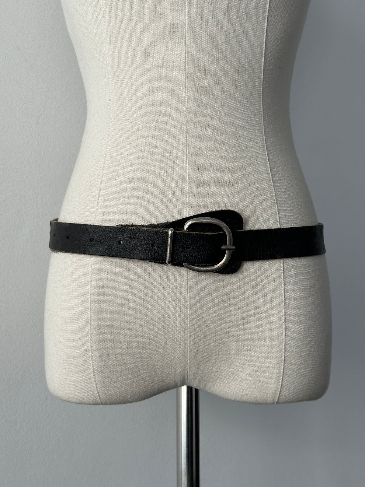 Vintage 1990s Leather Double Wrap Slim Belt - W22-26