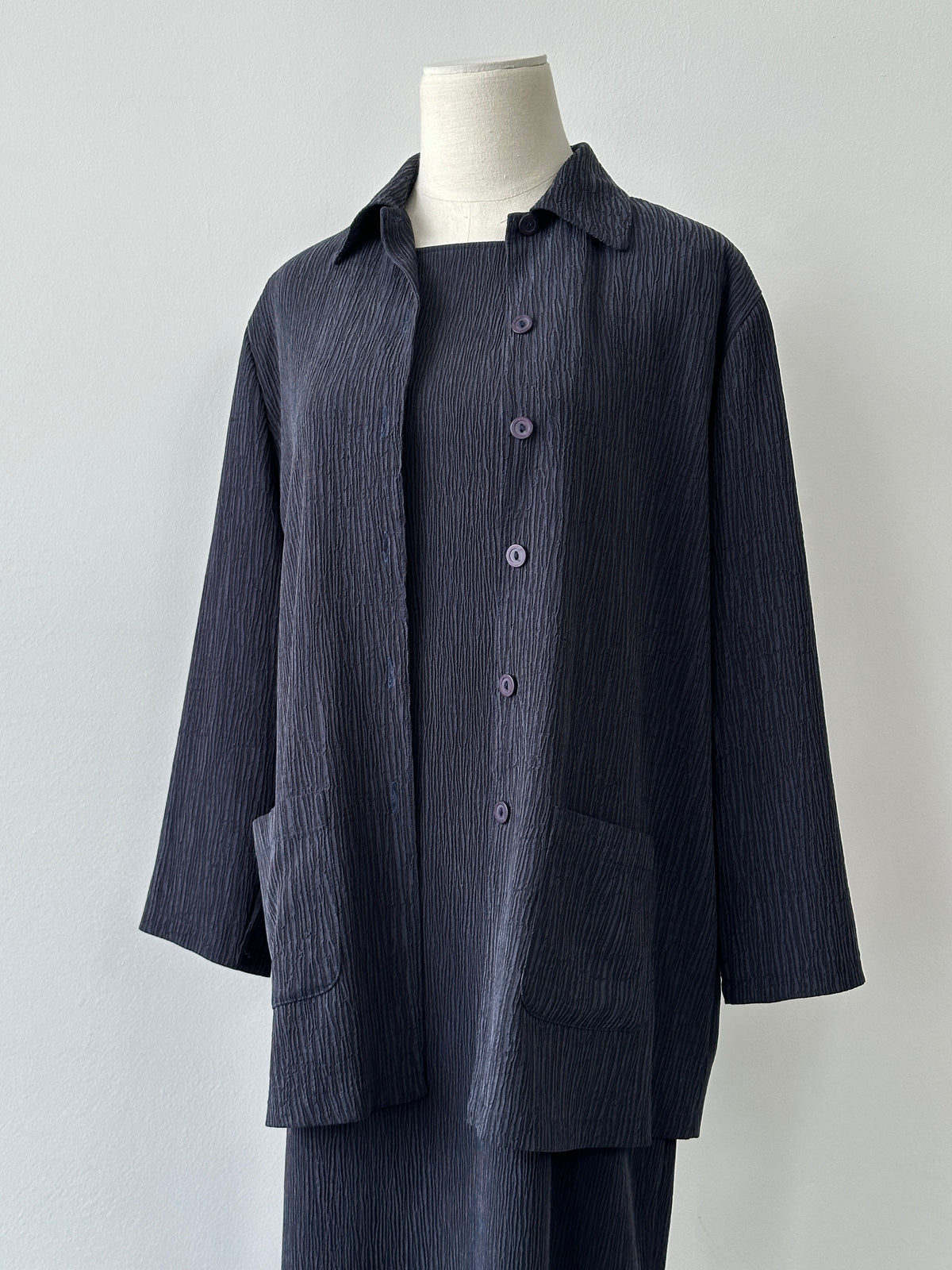St Michael 1990s two-piece cupro textured set, size L, featuring a matching top and skirt in vintage fashion style.