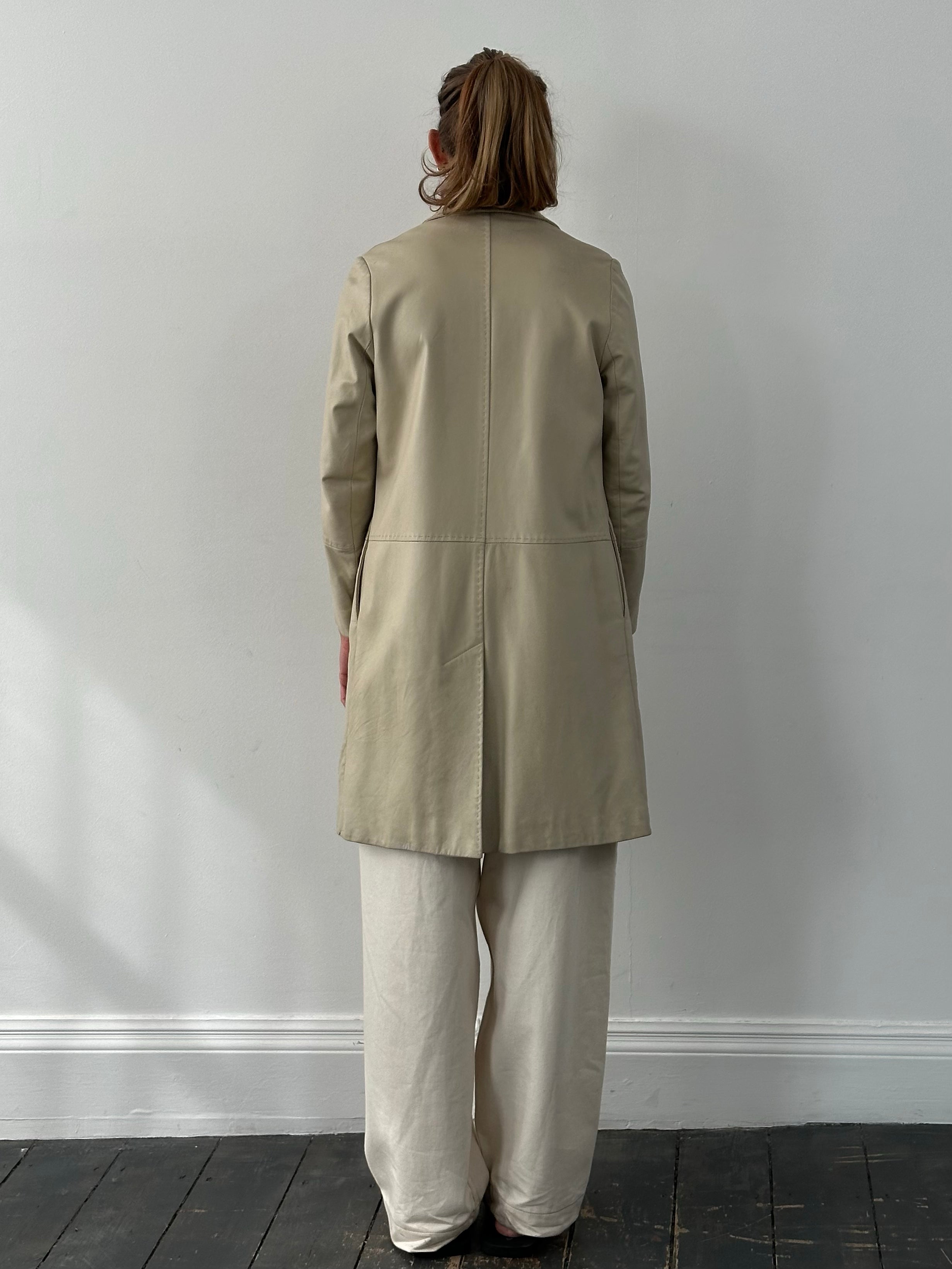 Vintage 1990s Leather Belted Trench Coat - S