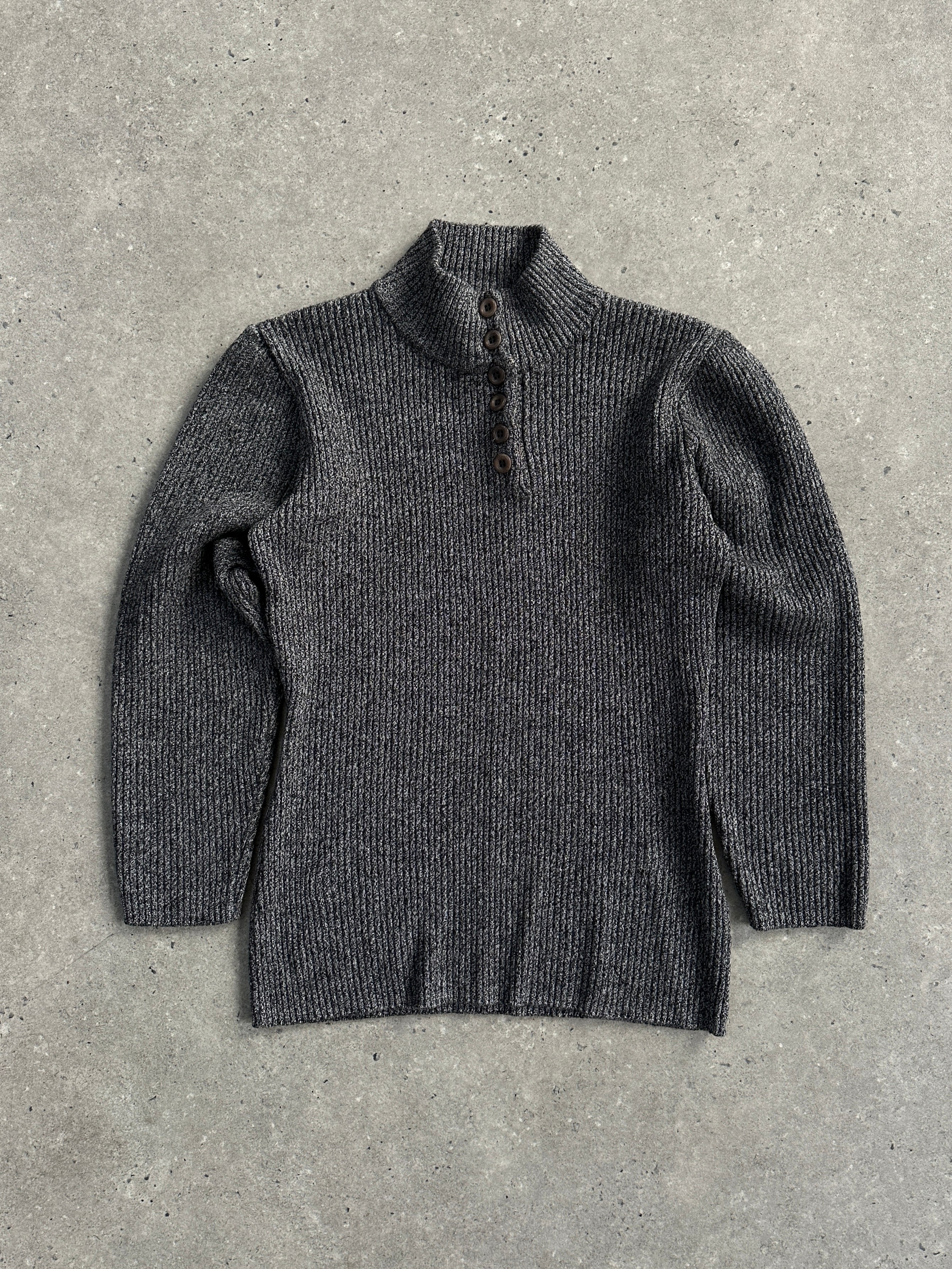 Sportmax wool fitted ribbed polo jumper in size S, featuring a classic polo collar and textured knit fabric.