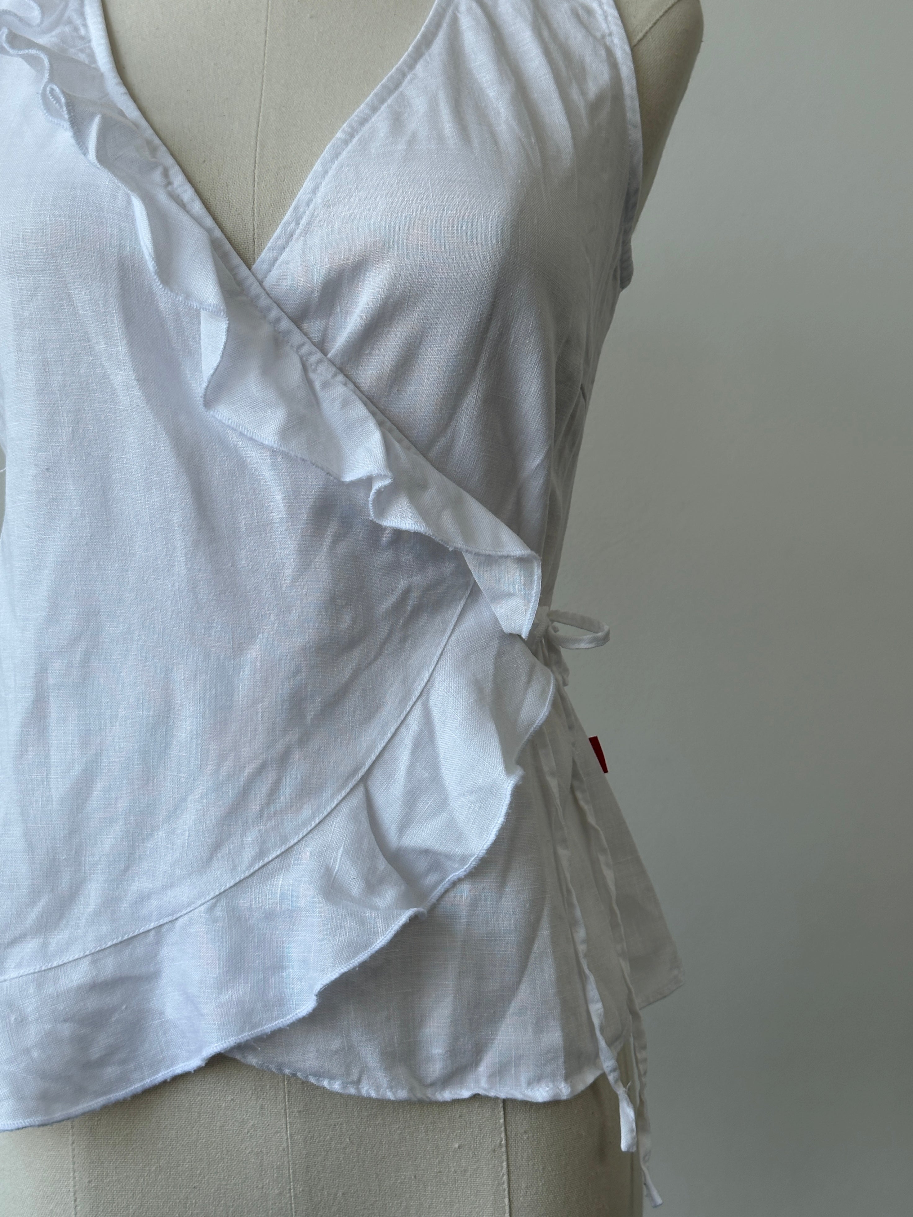 Vintage 2000s Pure Linen Wrap Top - xs
