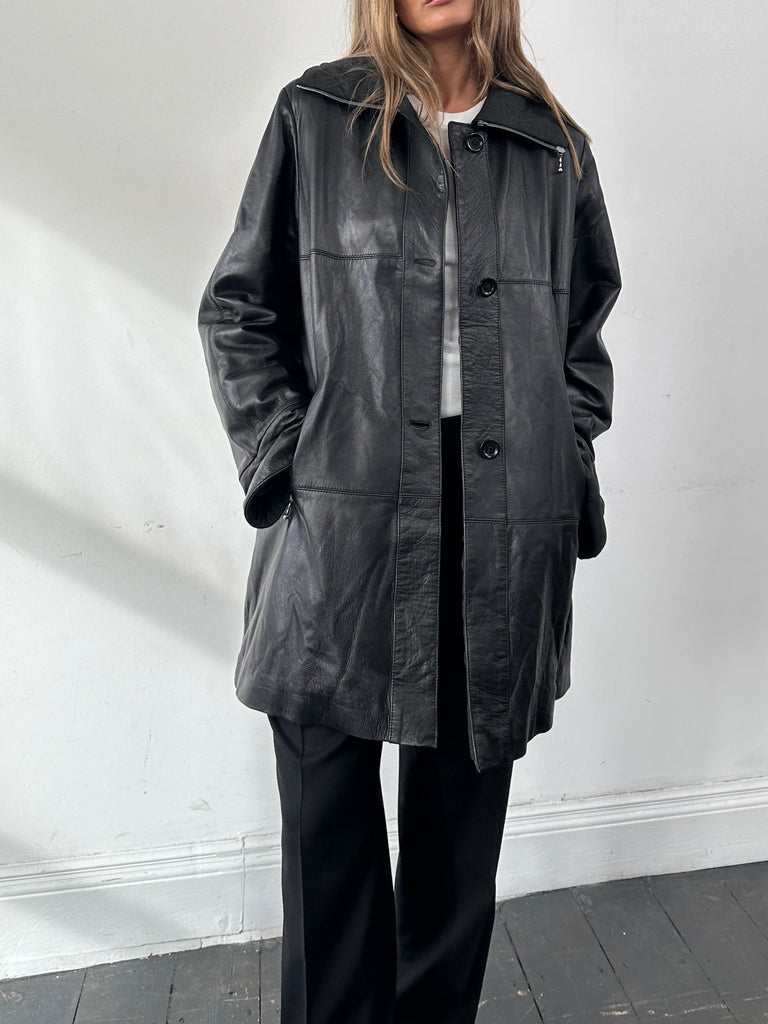 Conbipel Italian Fleece Lined Leather Coat - L/XL - SYLK