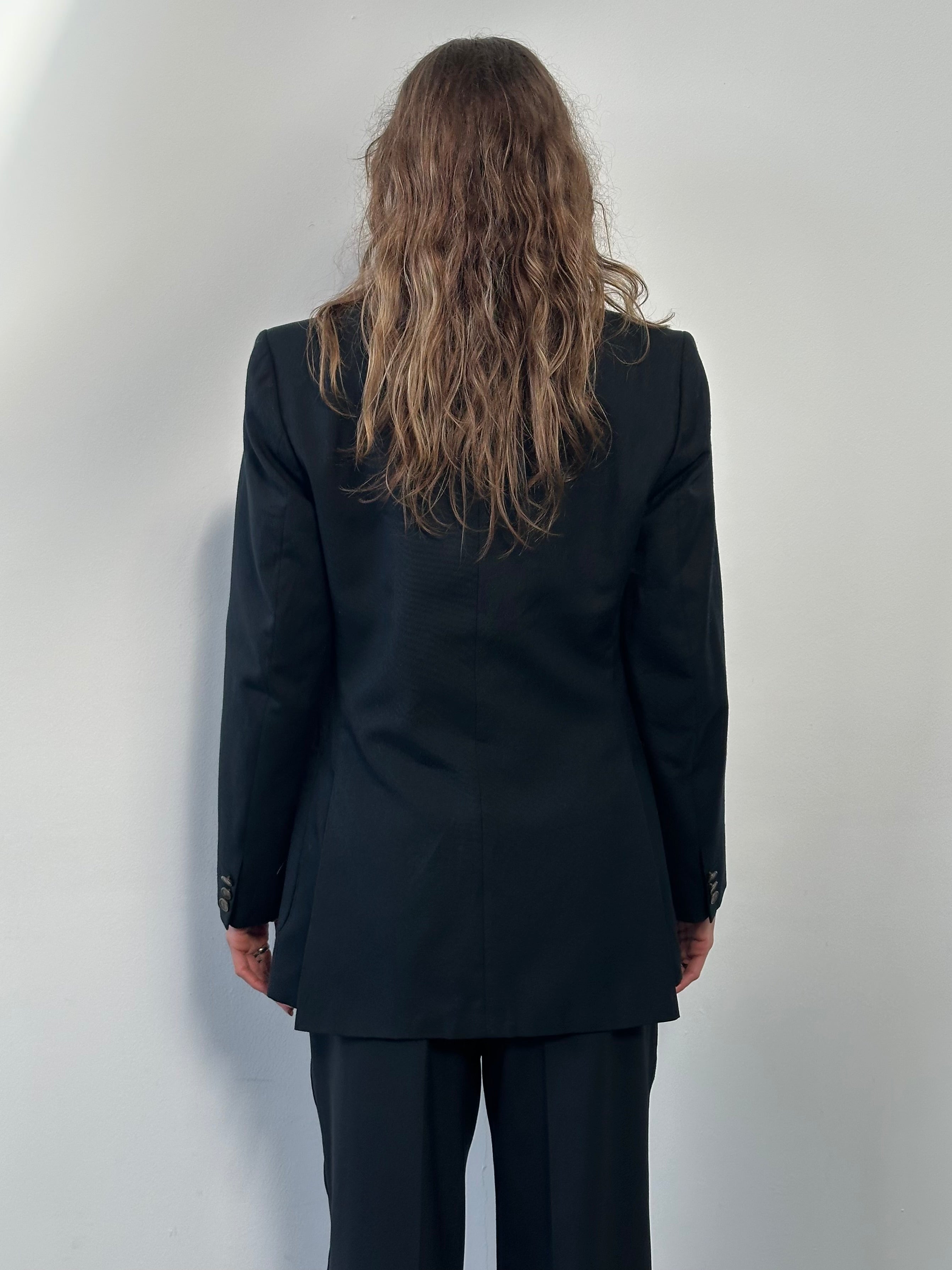 Yves Saint Laurent men's 1990s pure wool bespoken button blazer, size 38R/M, tailored fit with classic lapel and sleek design.