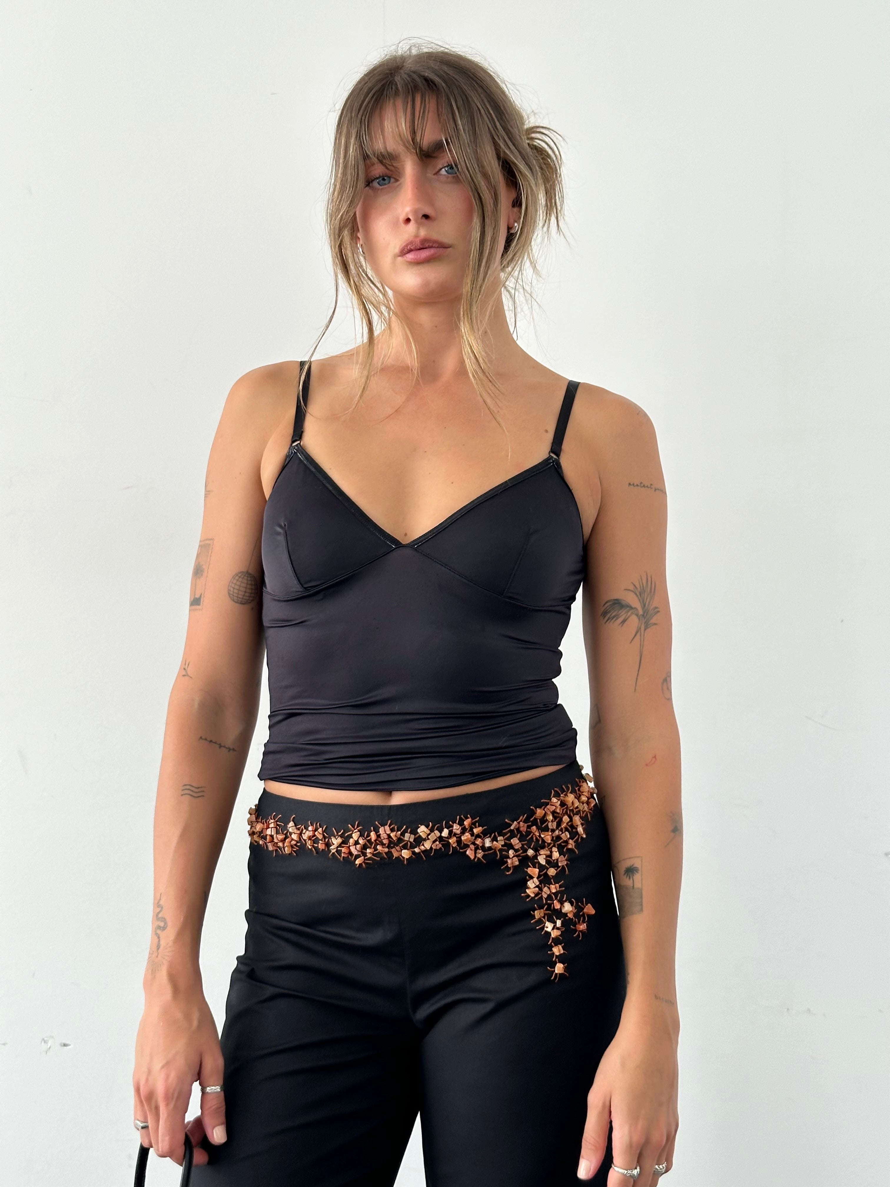 Dolce & Gabbana stretch cami top in XS/S, lightweight and fitted with adjustable straps, in a neutral color.