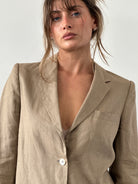 Max Mara 80s Pure Linen Lightweight Single Breasted Blazer - S - SYLK