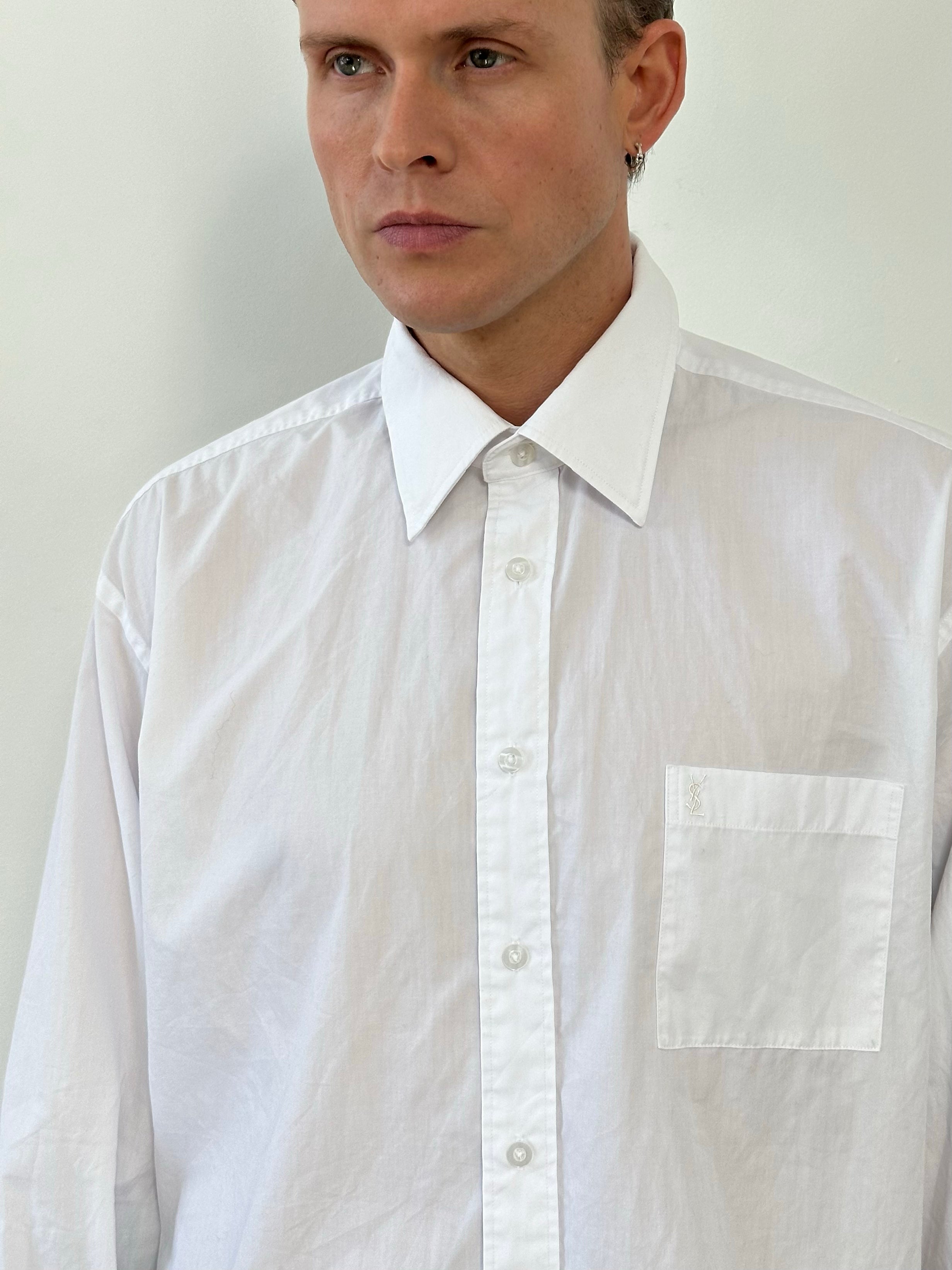 Yves Saint Laurent 1990s Cotton Logo Shirt - XL