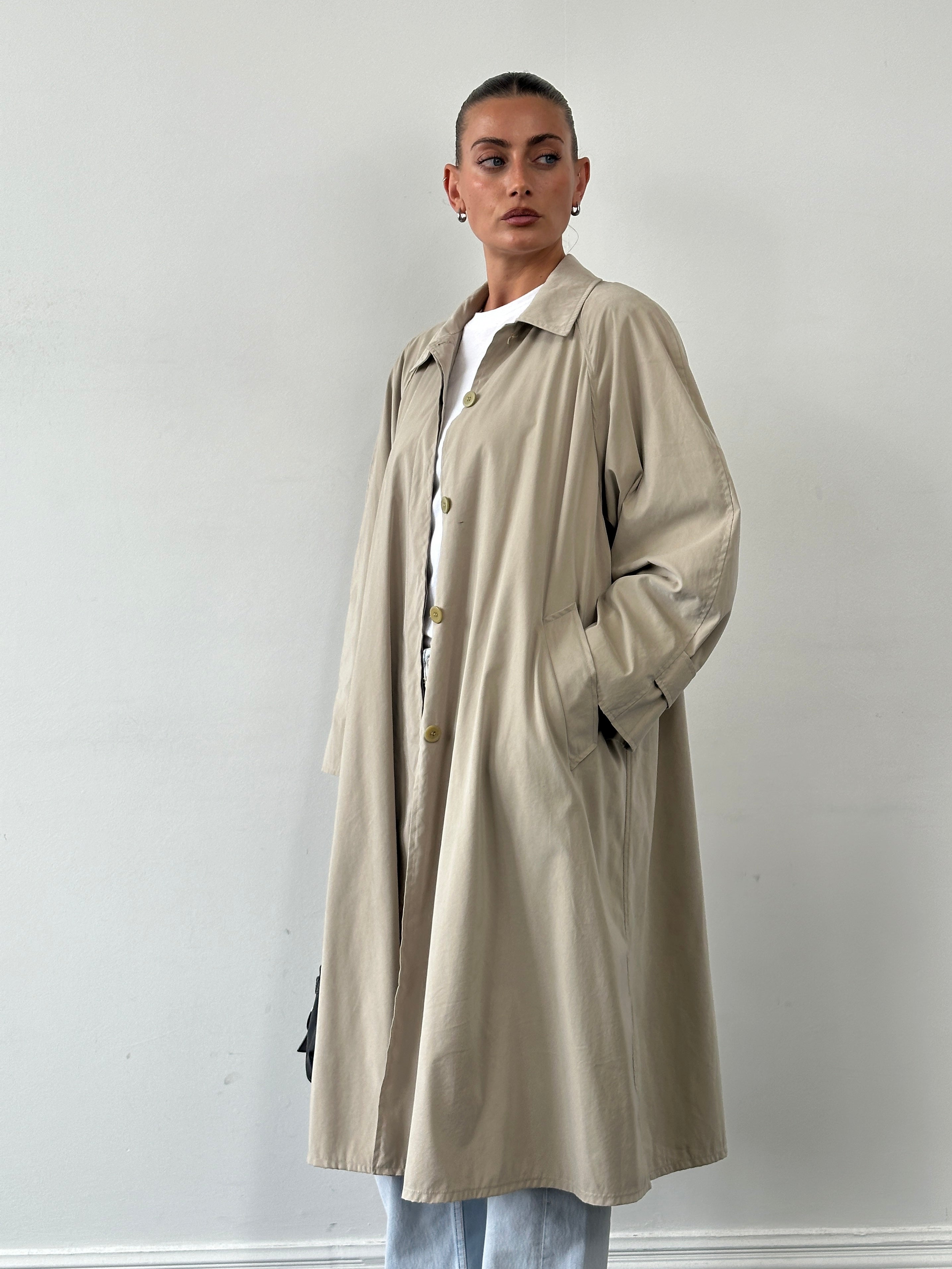 Max Mara Weekend Nylon A-line Trench Coat - L - SYLK