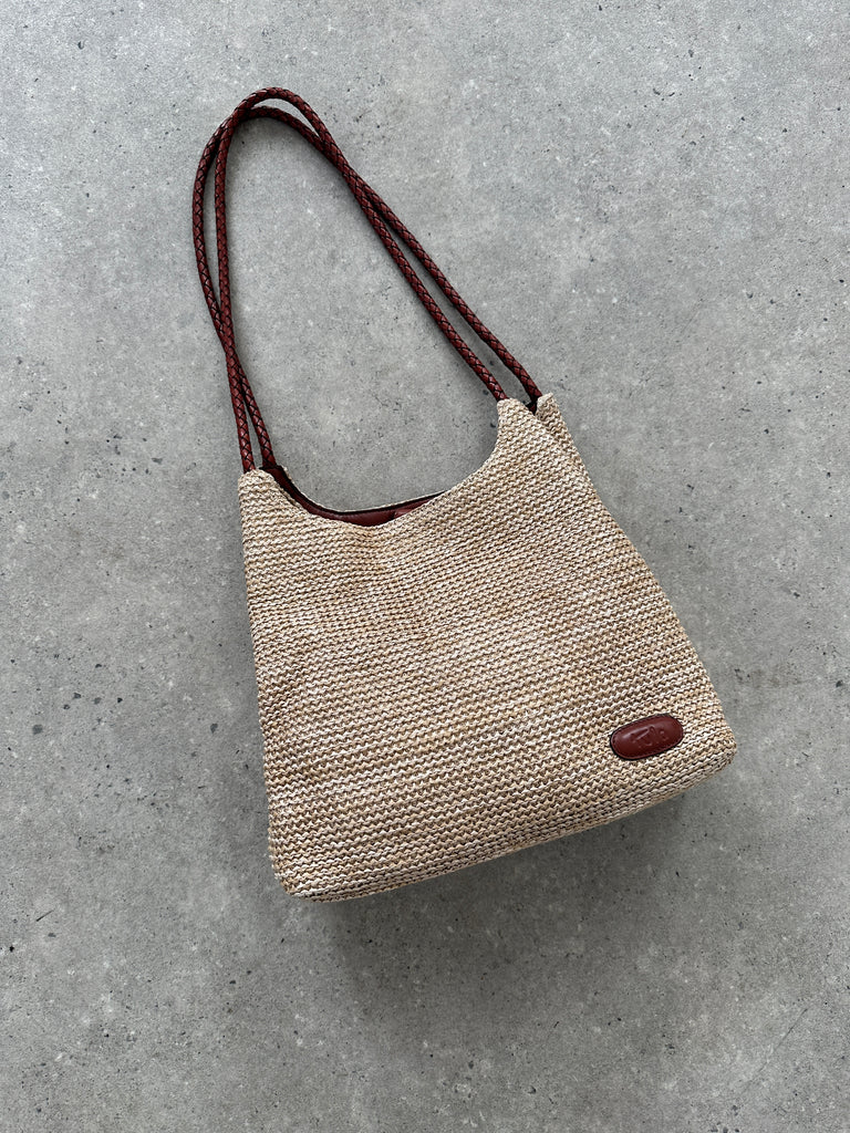 Vintage Leather & Straw Shoulder Bag - SYLK