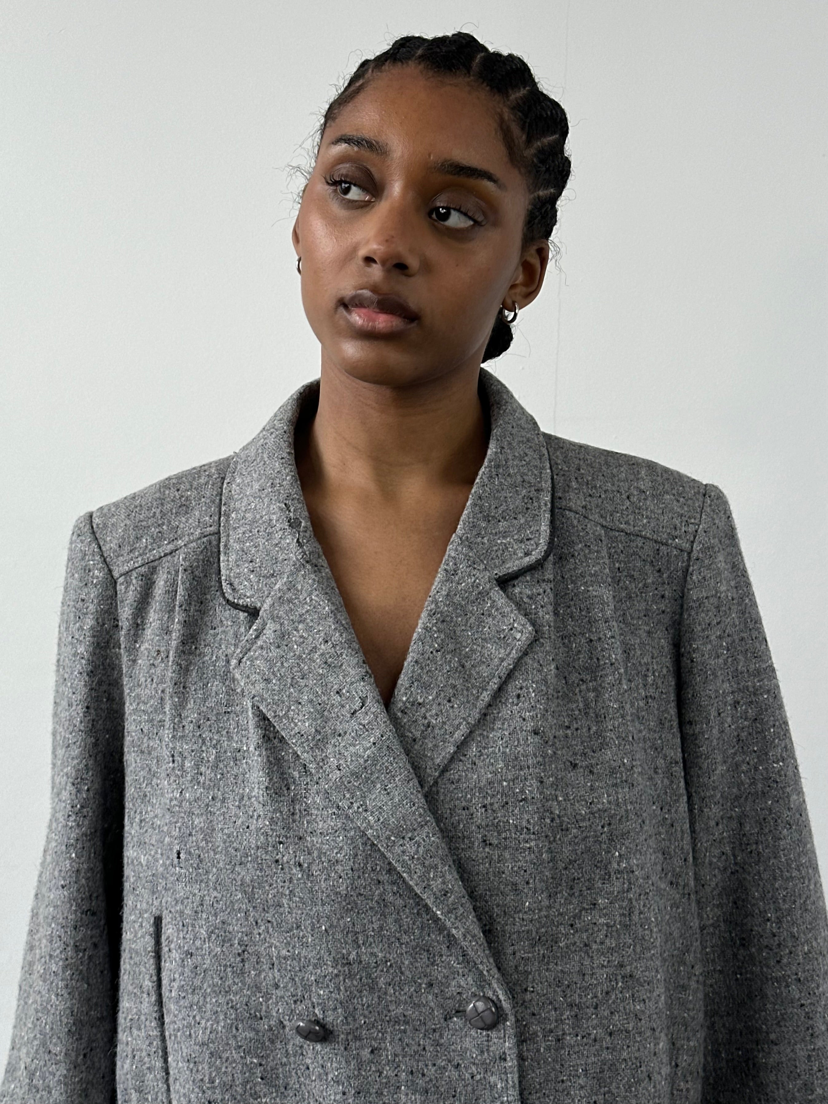 Vintage British 1980s pure wool bomber jacket, men's size M, classic retro style with a fitted collar and zip closure.
