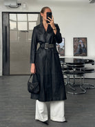 Vintage 1990s Floor Length Leather Trench Coat - S/M - SYLK