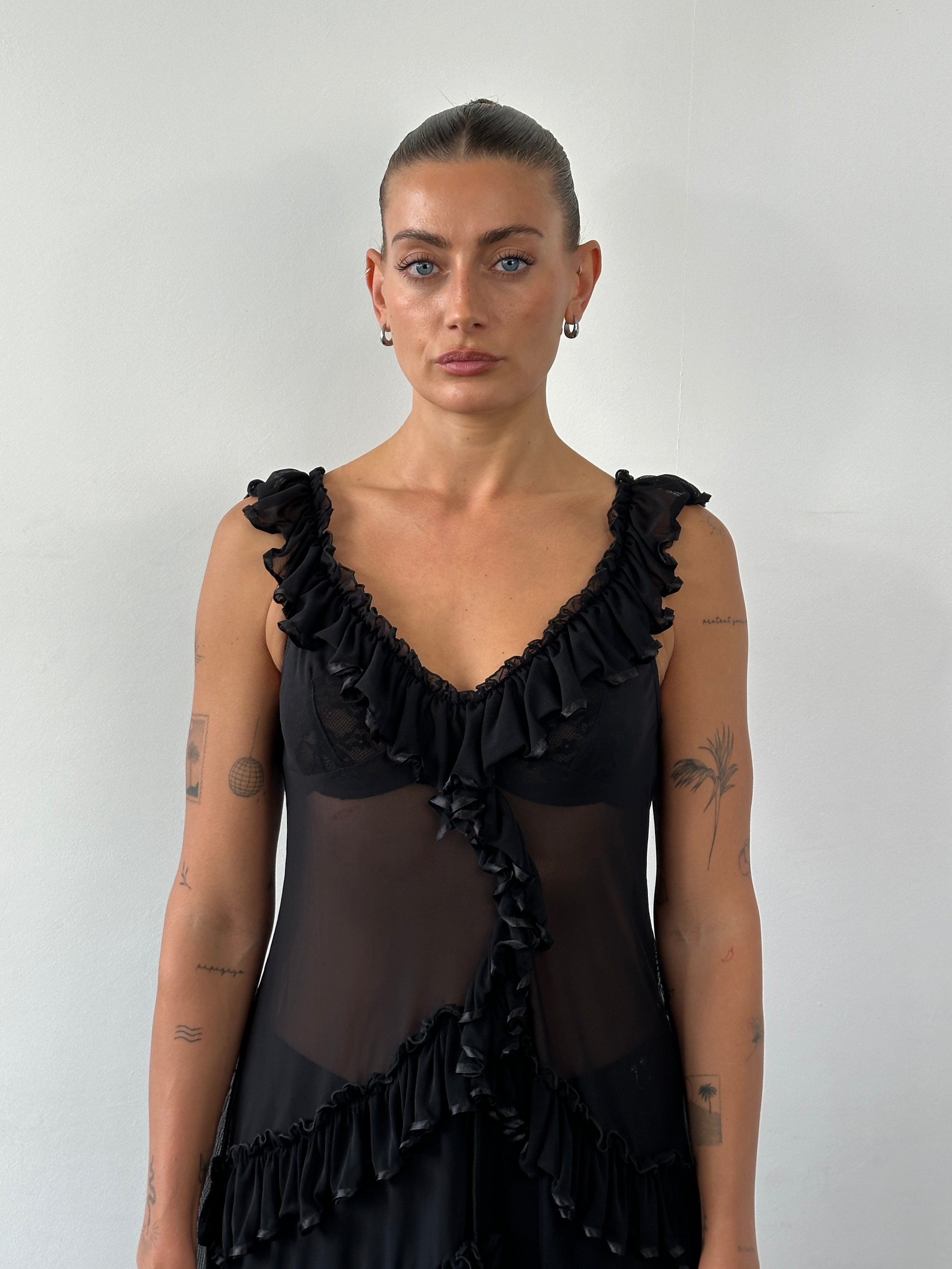 Vintage Sheer Ruffle Top - S/M - SYLK