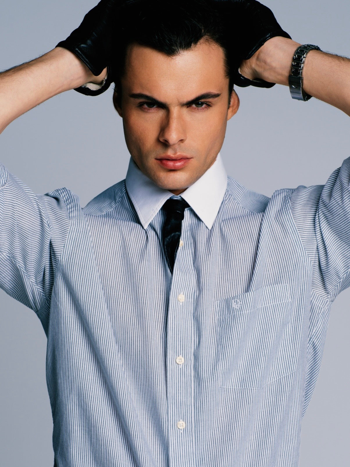 Christian Dior Chemise 1990s Cotton Stripe Logo Shirt - M