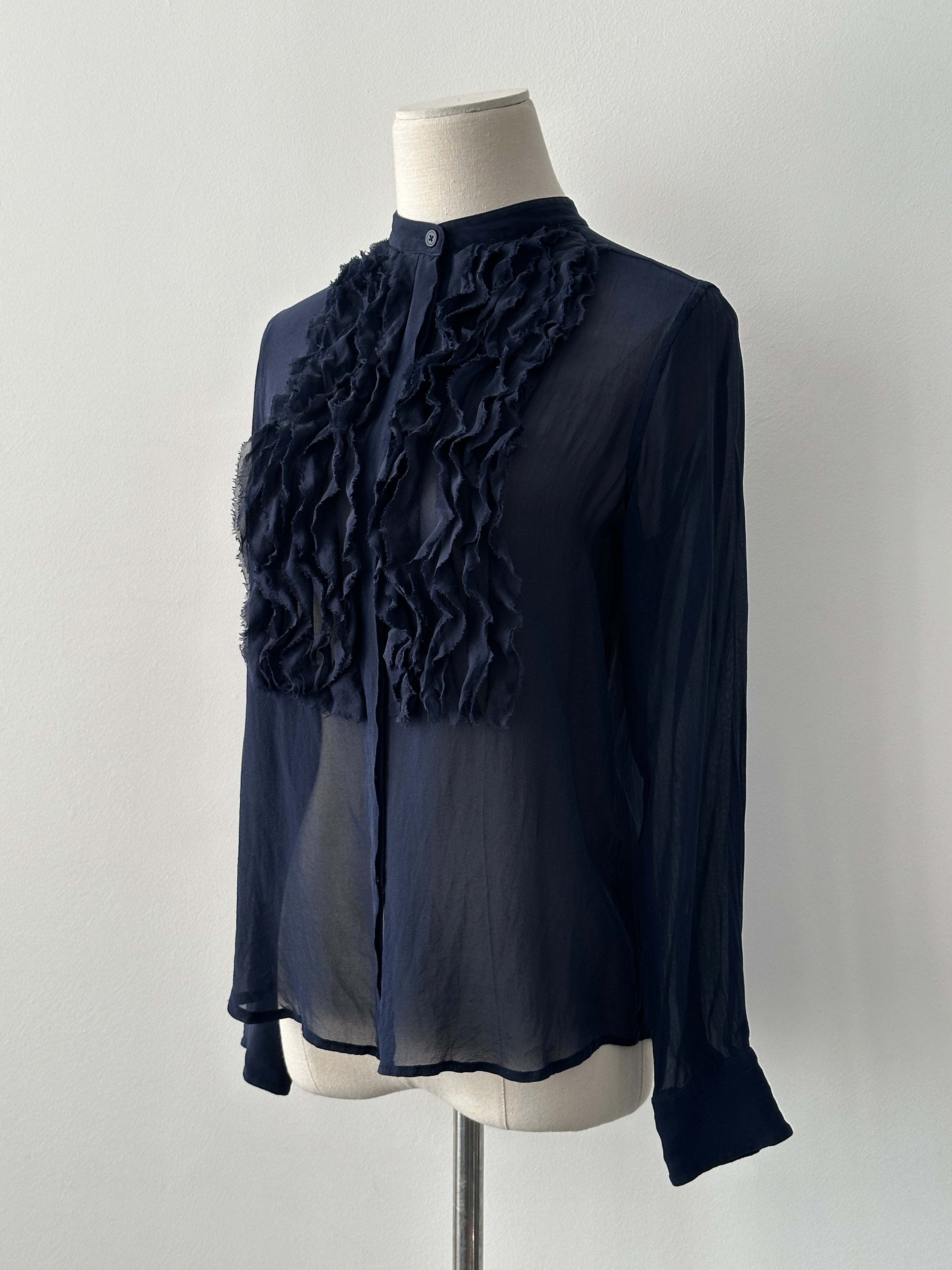 DKNY 2000s Pure Silk Ruffle Two Piece Set - S