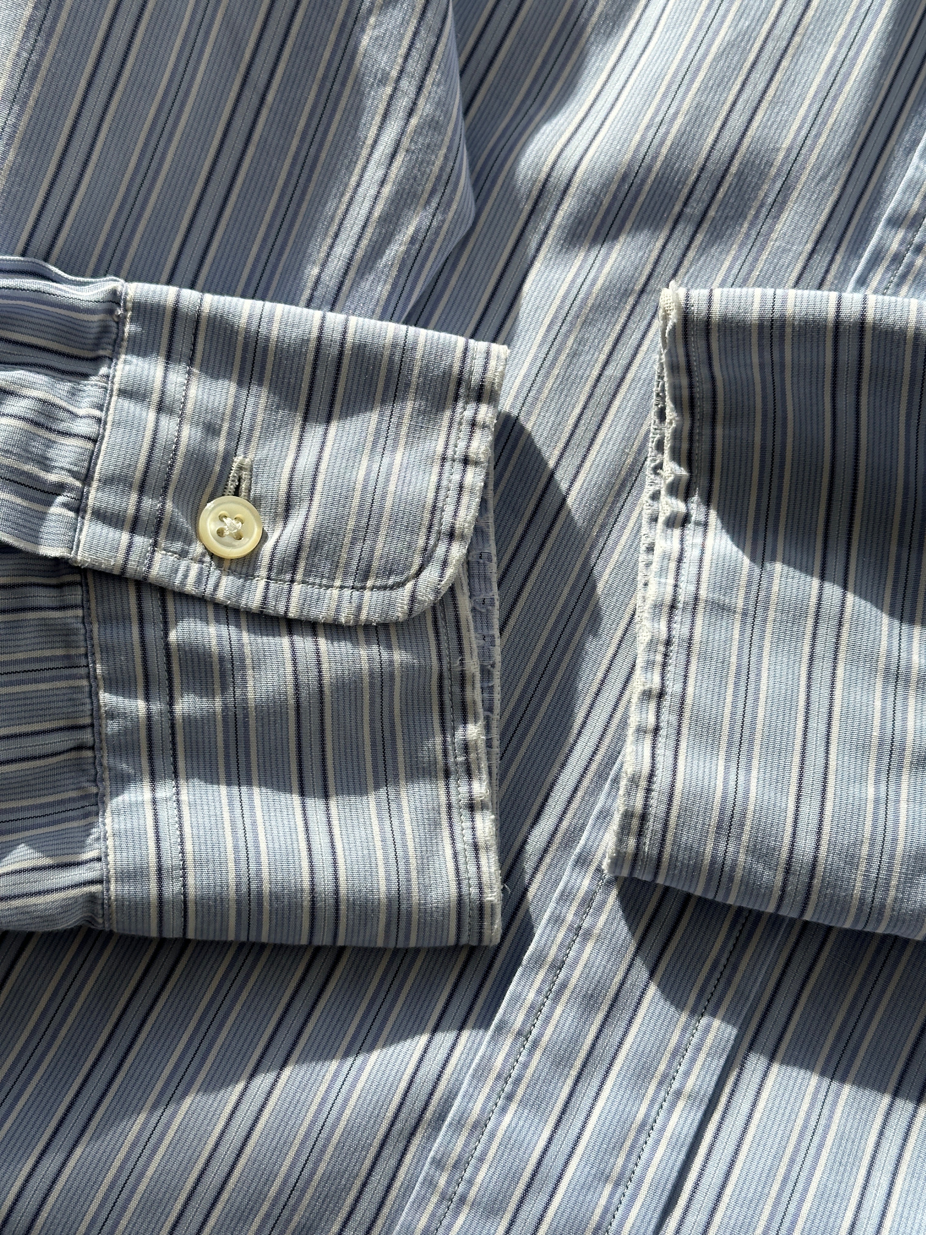 Ralph Lauren men's stripe pure cotton shirt in size XL, featuring a classic design and button-down collar.